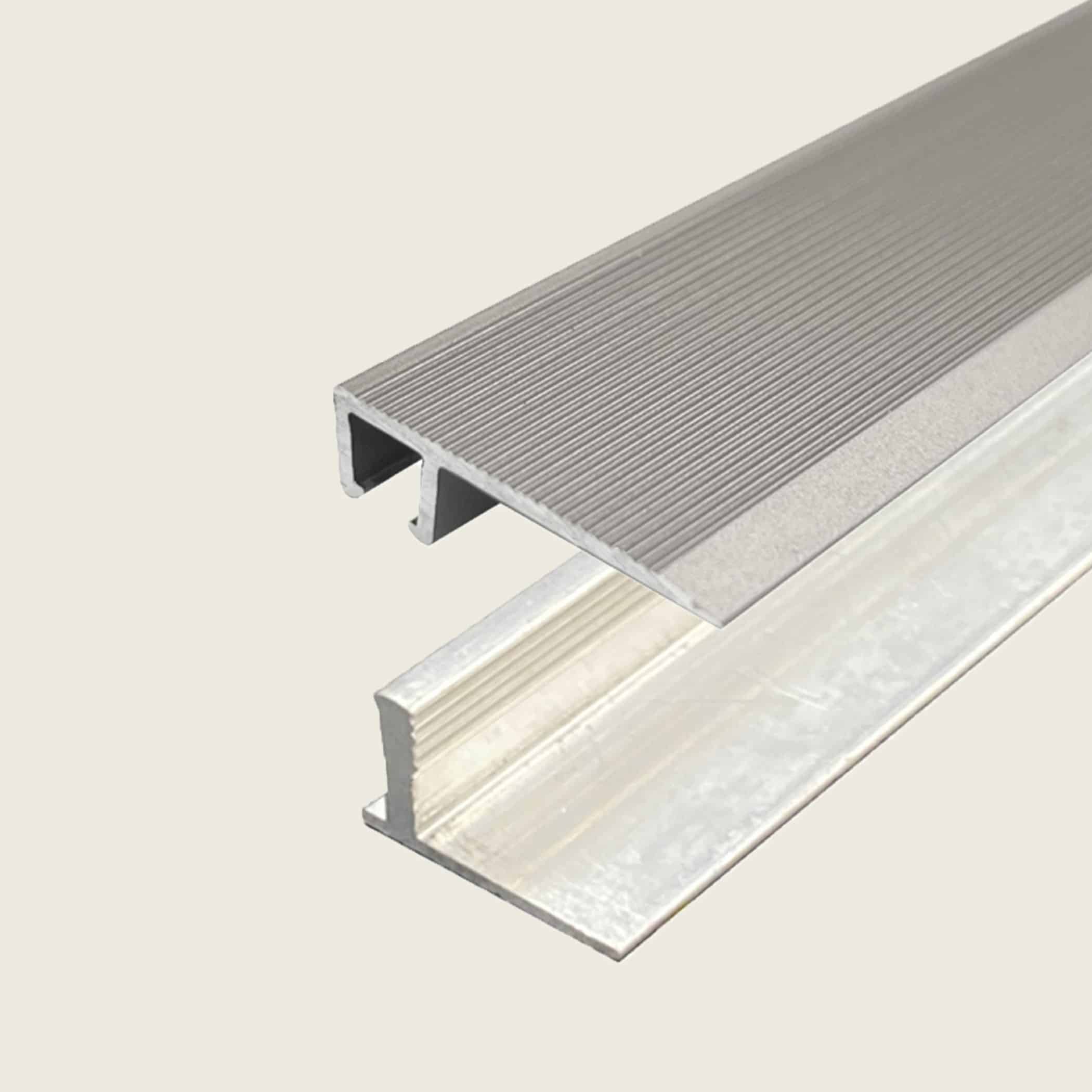 L Shape Edge Trim with Multi Height Base - Silver plus 9 - 12.7mm Multi Height Trim Base Variation Image