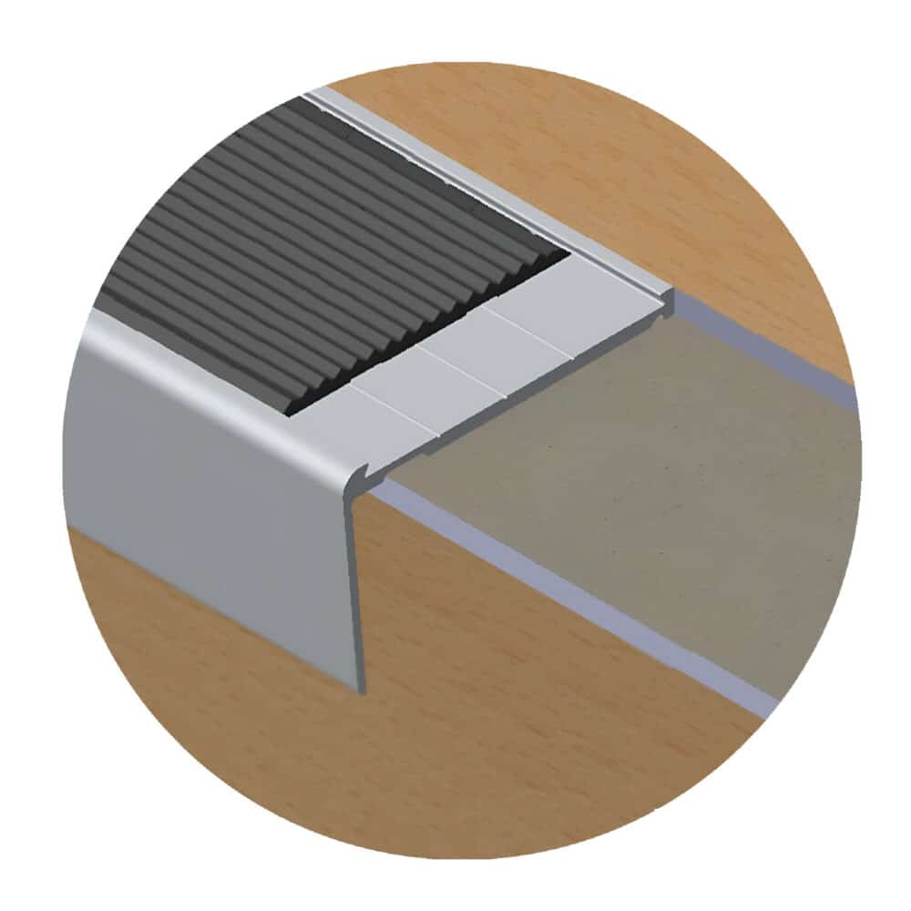 Stair Nosing with Long Riser suits Vinyl Flooring - Matt Silver Variation Image
