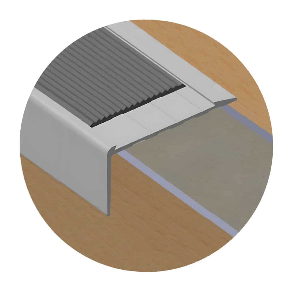 Stair Nosing with Long Riser suits Retro Fitting - Matt Silver Variation Image