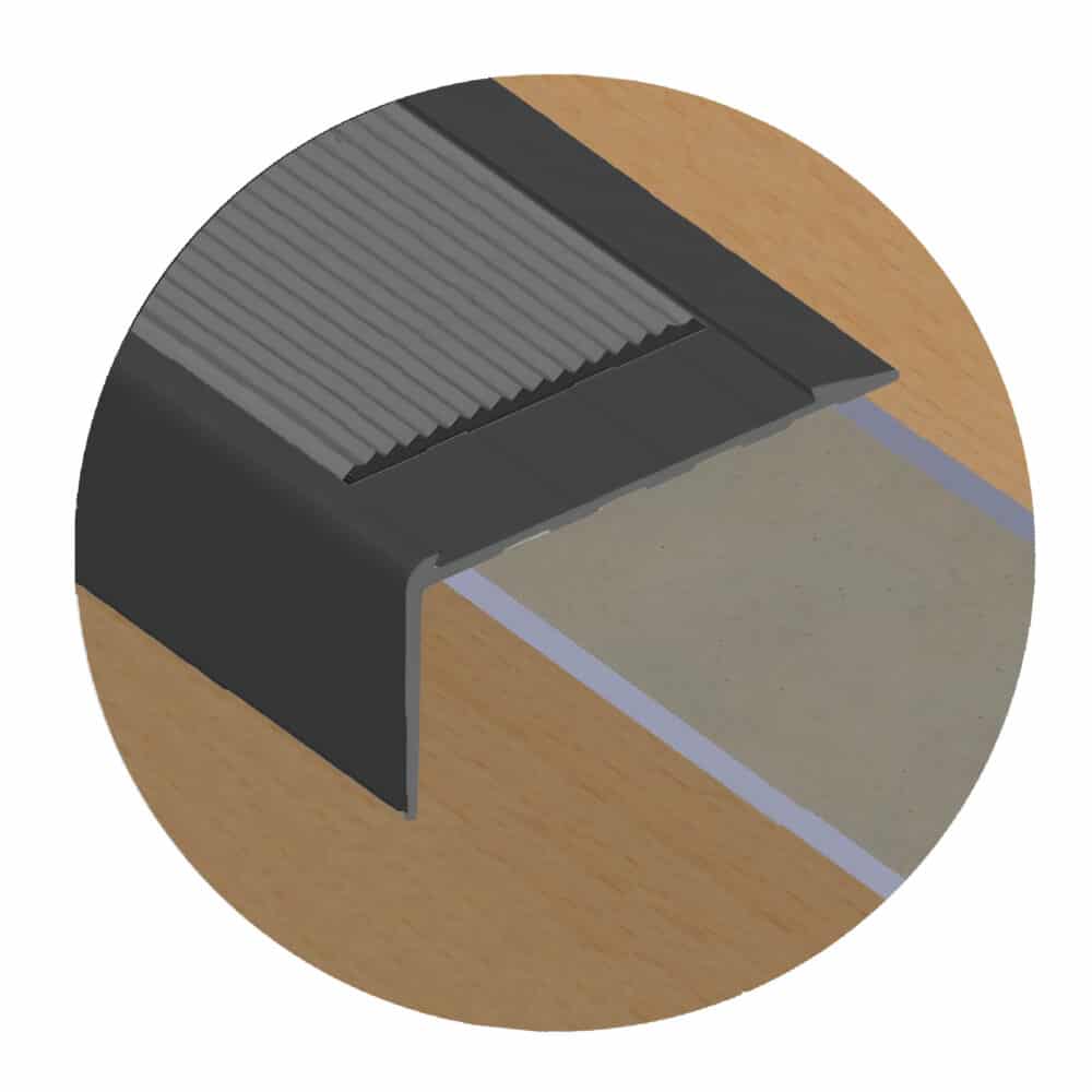 Stair Nosing with Long Riser suits Retro Fitting - Matt Black Variation Image