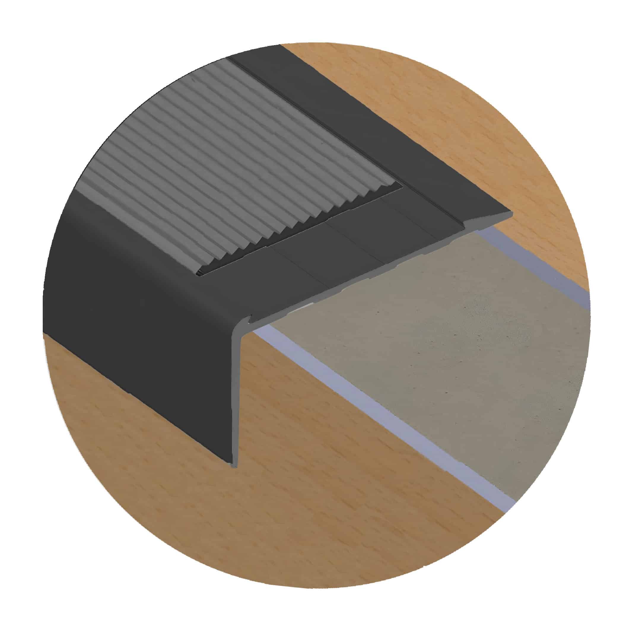 Stair Nosing with Long Riser suits Retro Fitting - Matt Black Variation Image