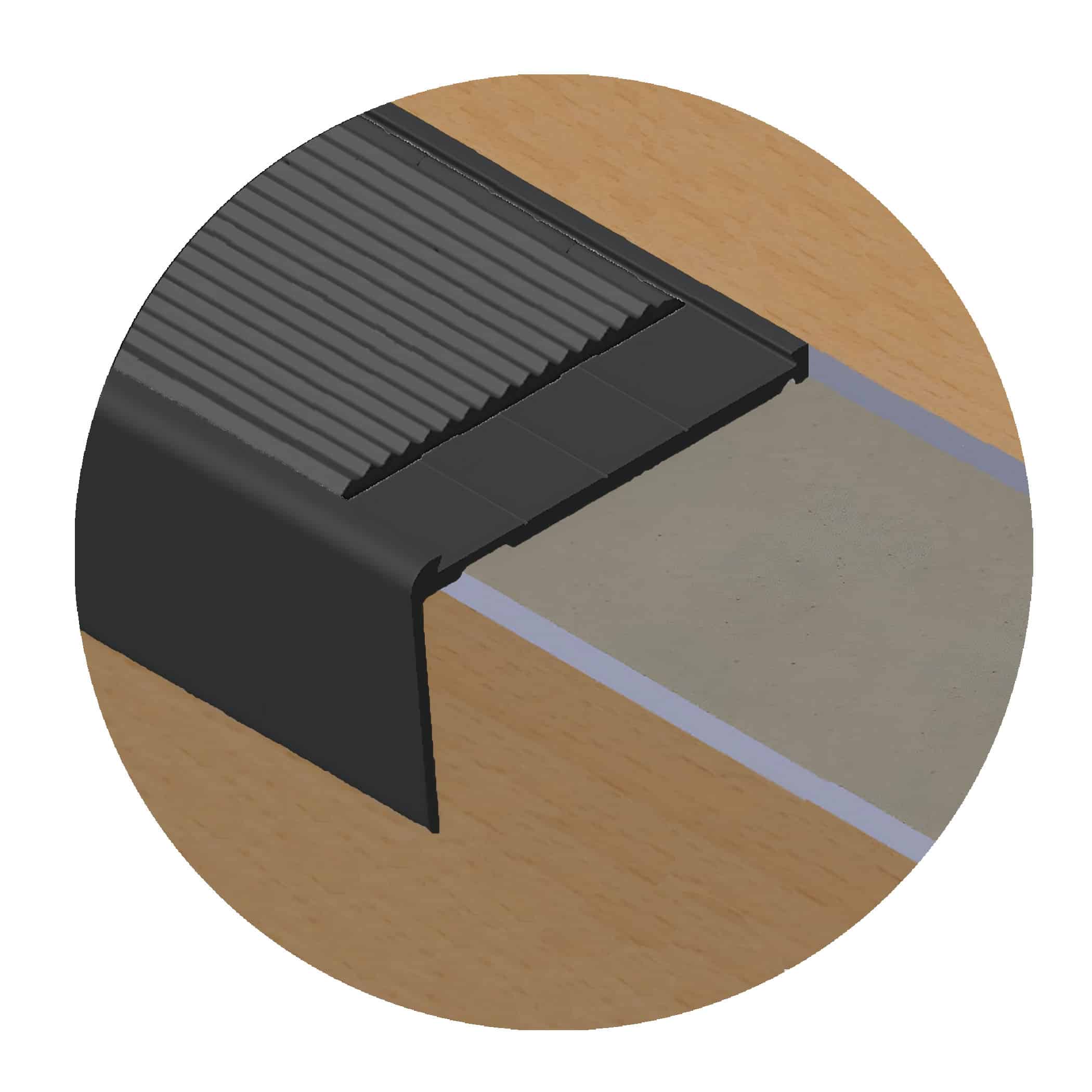 Commercial Stairnosing Long Riser suits Vinyl Nosing - Matt Black Variation Image