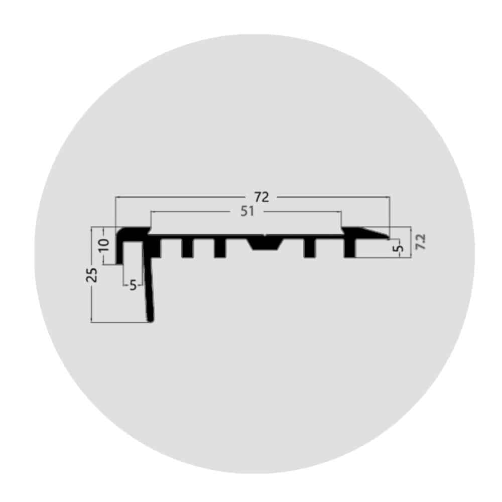 Stair Nosing with Short Riser suits Carpet Tiles - Gallery Image