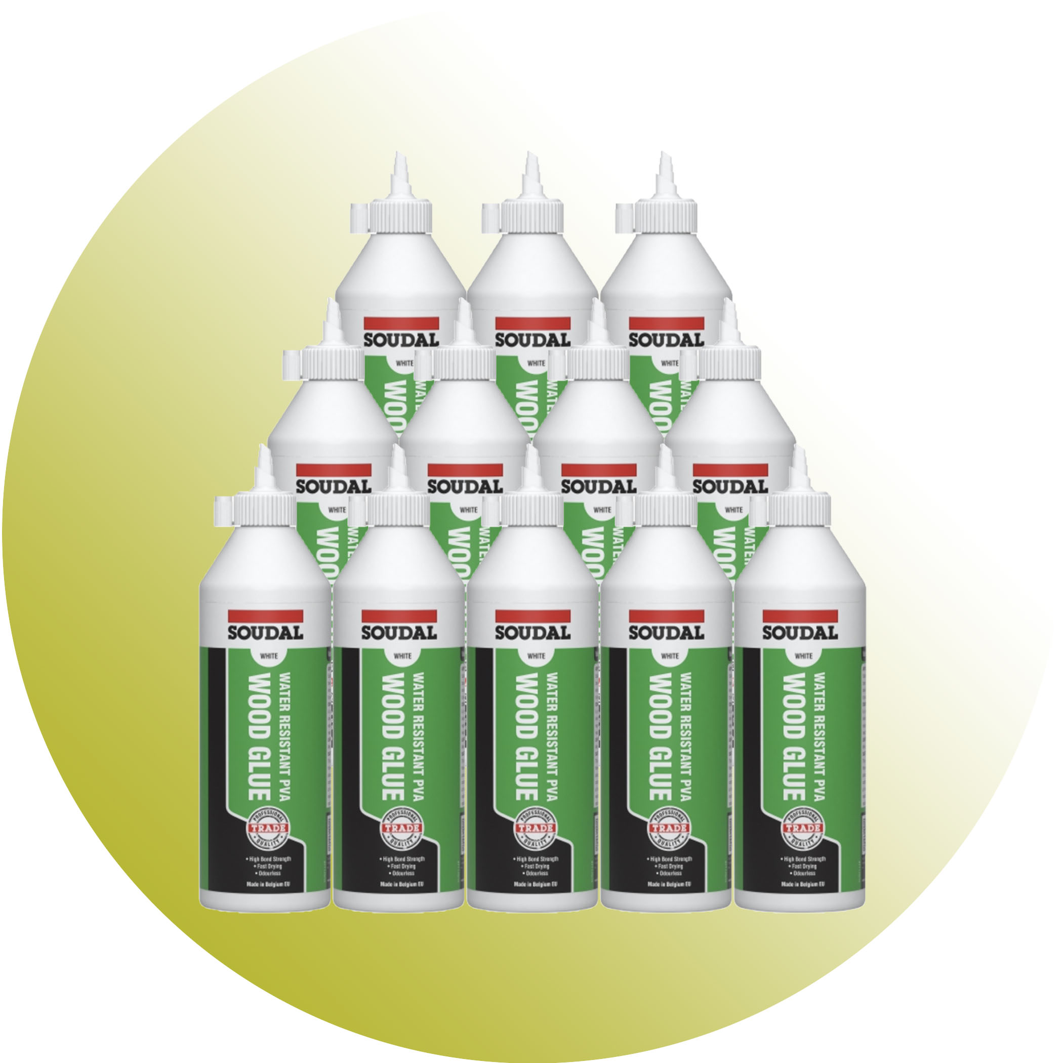 Soudal Water Resistant PVA Wood Glue - 500ml 12 Pack Variation Image