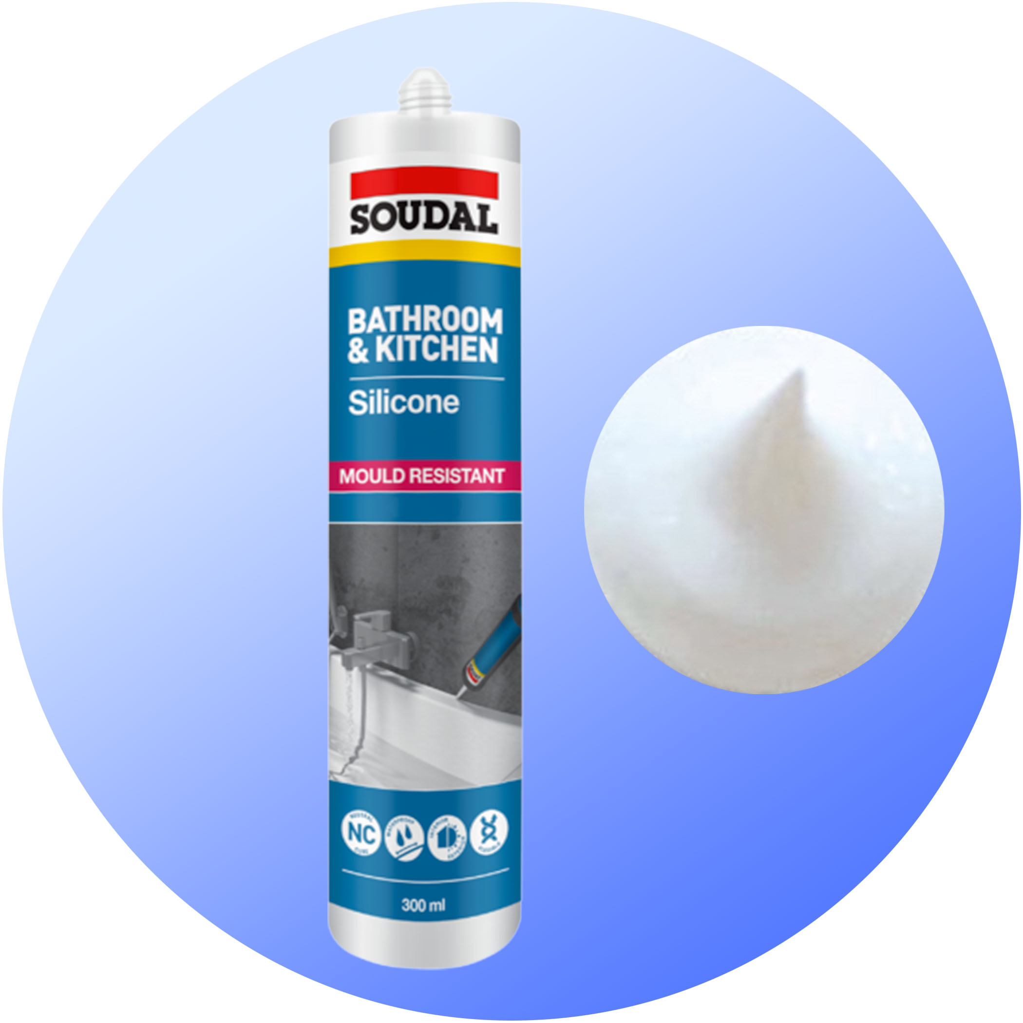 Soudal Bathroom and Kitchen Silicone - White Single Cartridge Variation Image