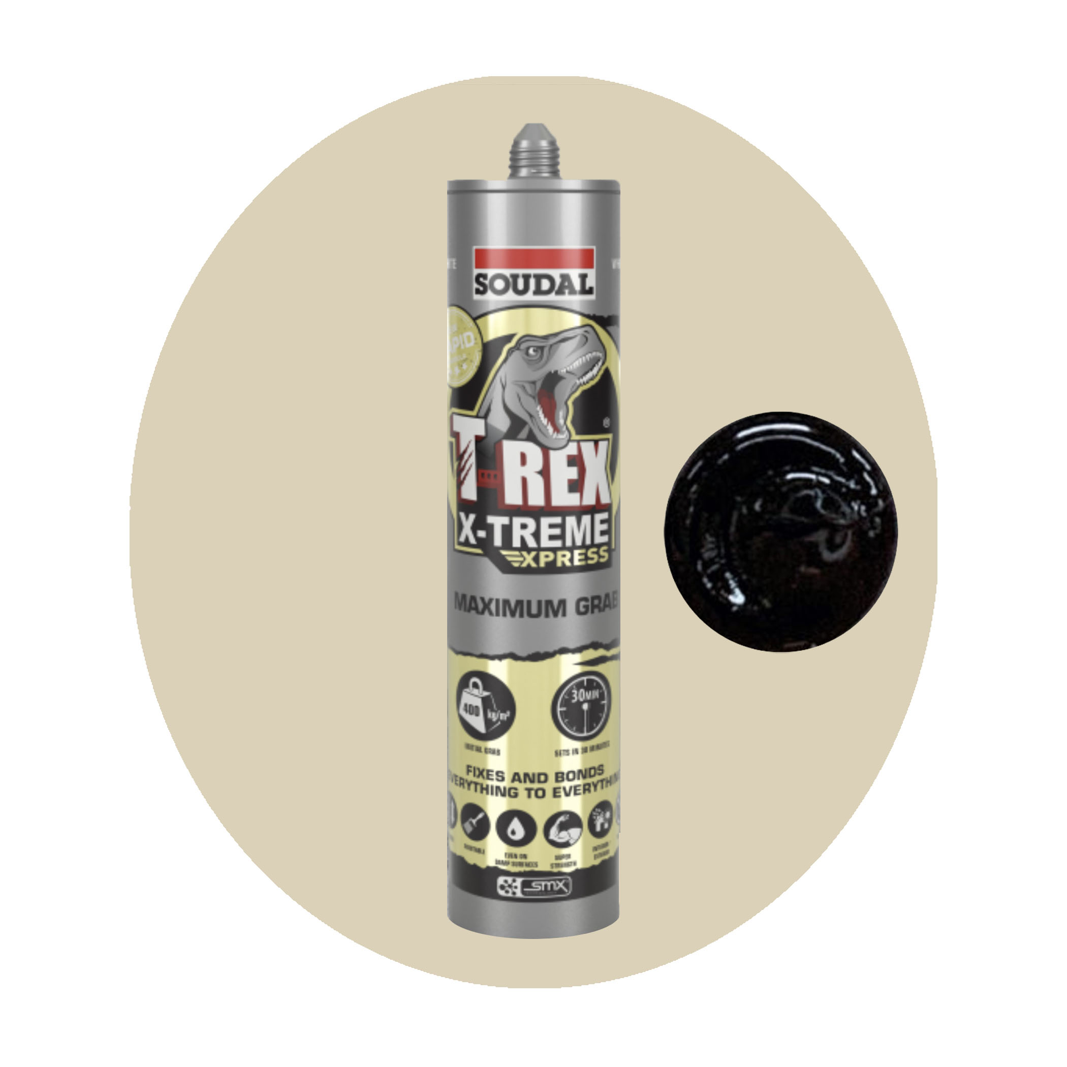 Soudal T Rex Xtreme Adhesive Sealant - Black Single Item Variation Image
