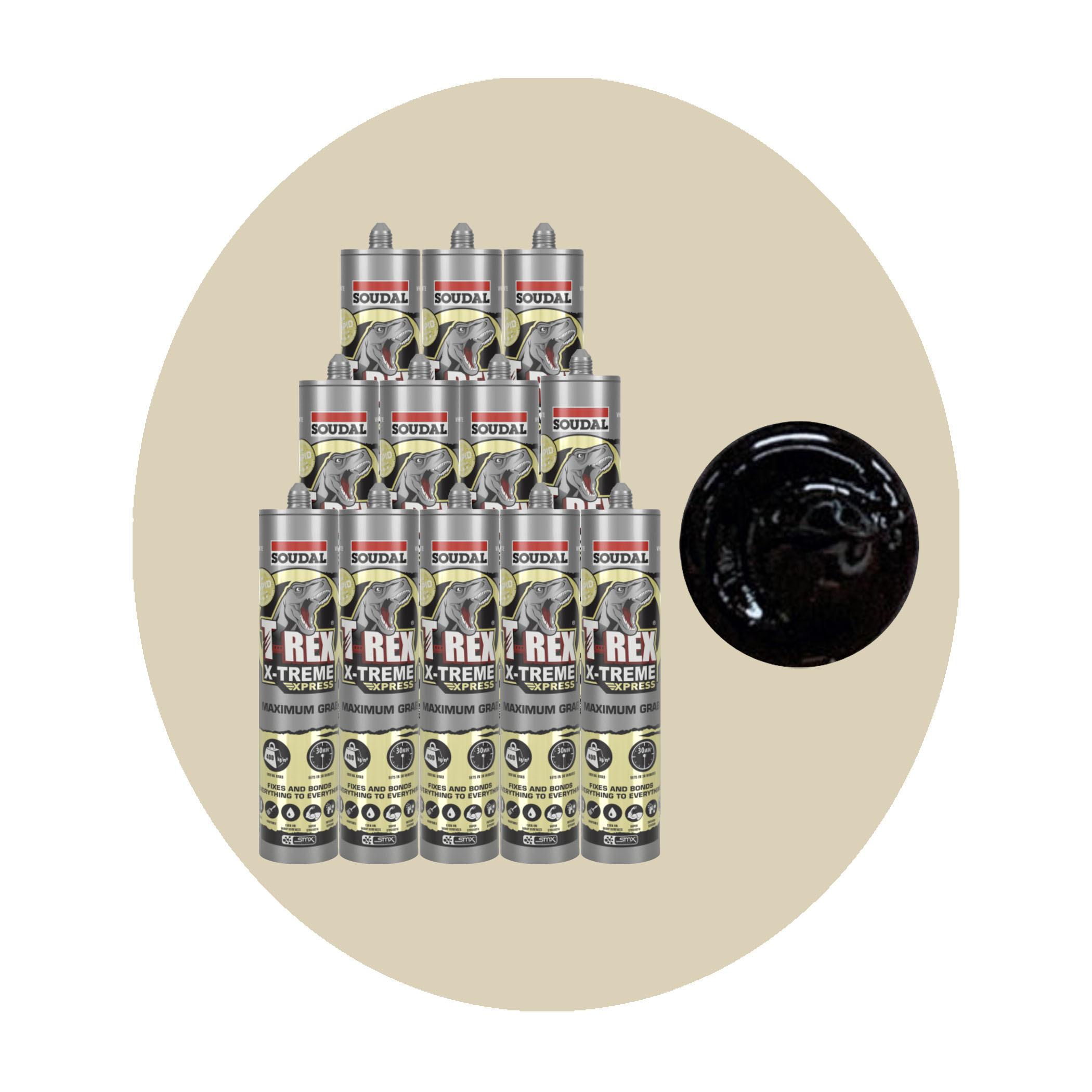 Soudal T Rex Xtreme Adhesive Sealant - Black 12-Pack Variation Image