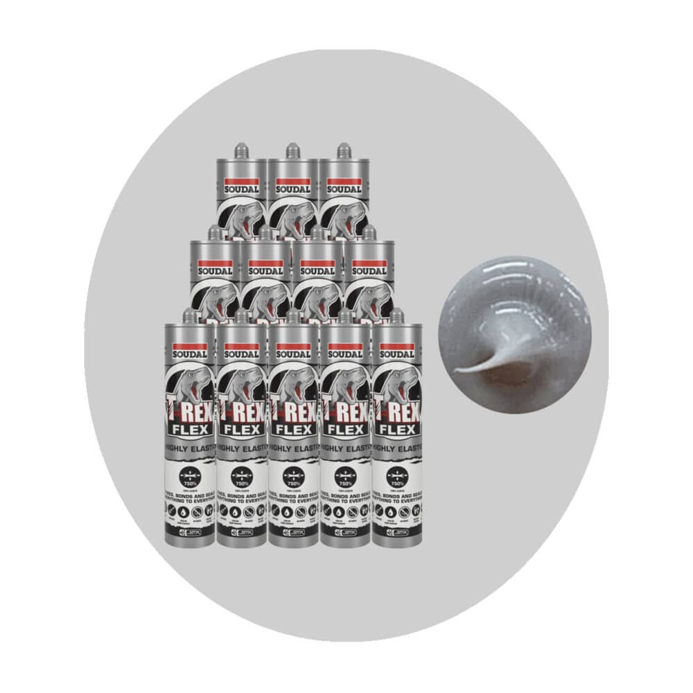 Soudal T Rex Flex Sealant Adhesive - Steel Grey 12 Pack Variation Image
