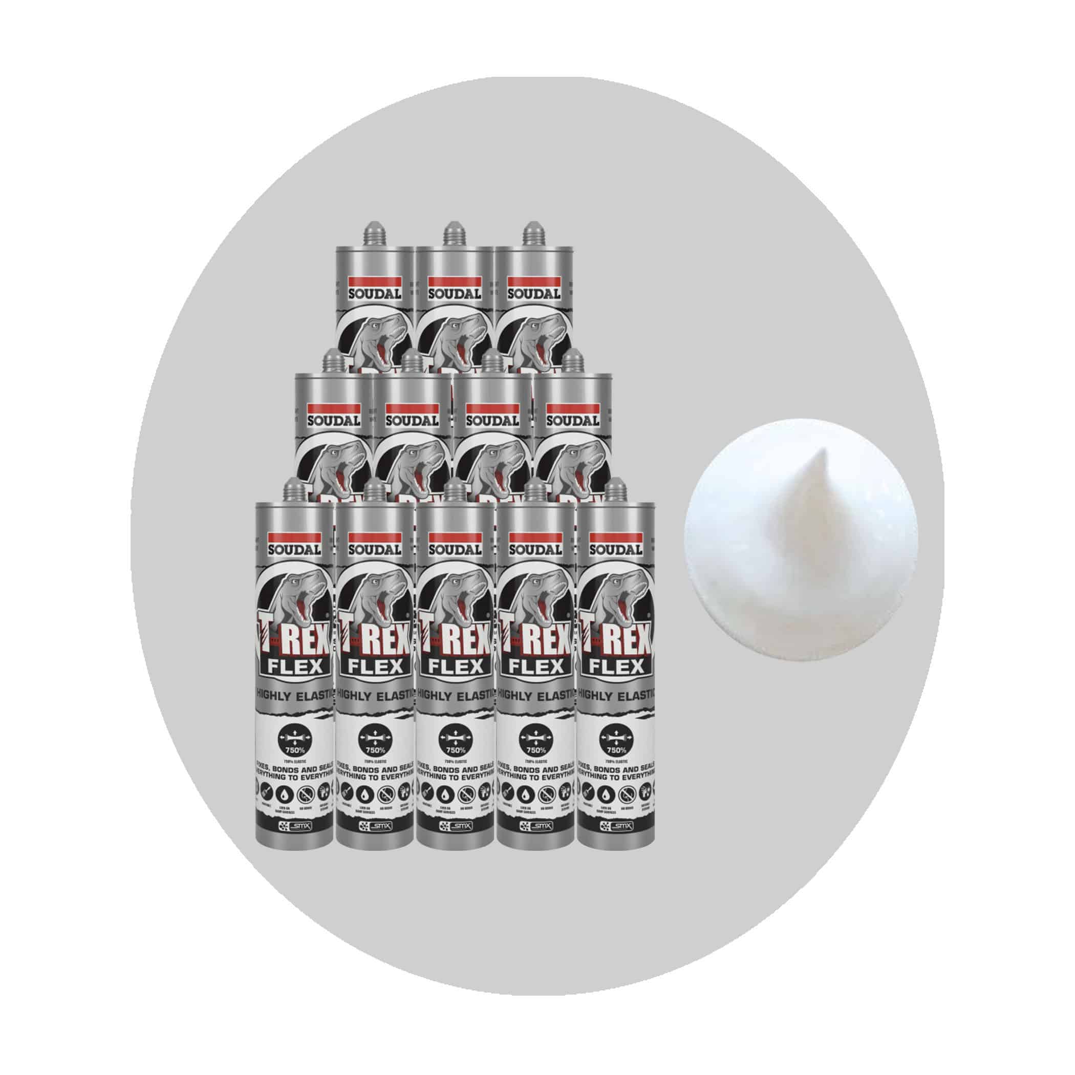 Soudal T Rex Flex Sealant Adhesive - Bright White 12 Pack Variation Image