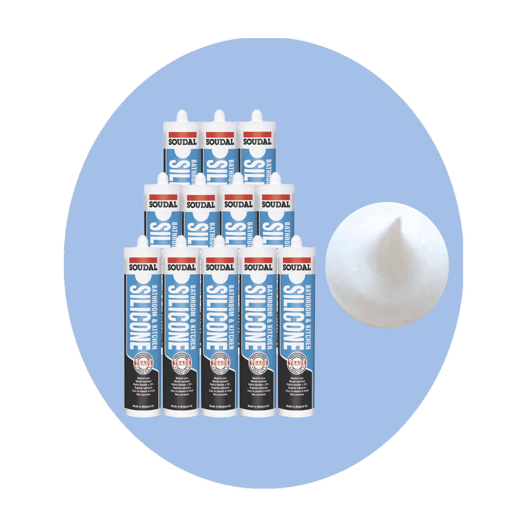 Soudal Bathroom and Kitchen Silicone - White 12 Pack Variation Image