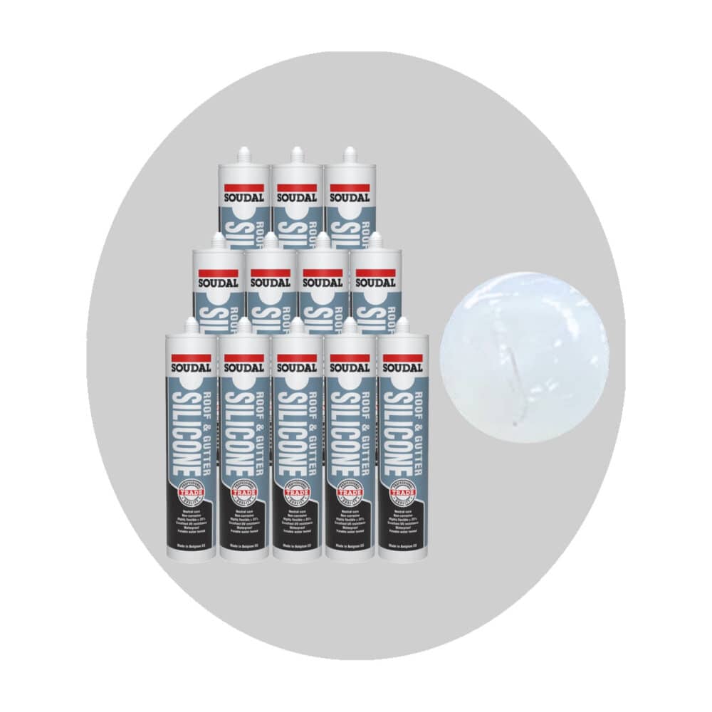 Soudal Roof and Gutter Silicone - Translucent 290ml Cartridge 12 Pack Variation Image