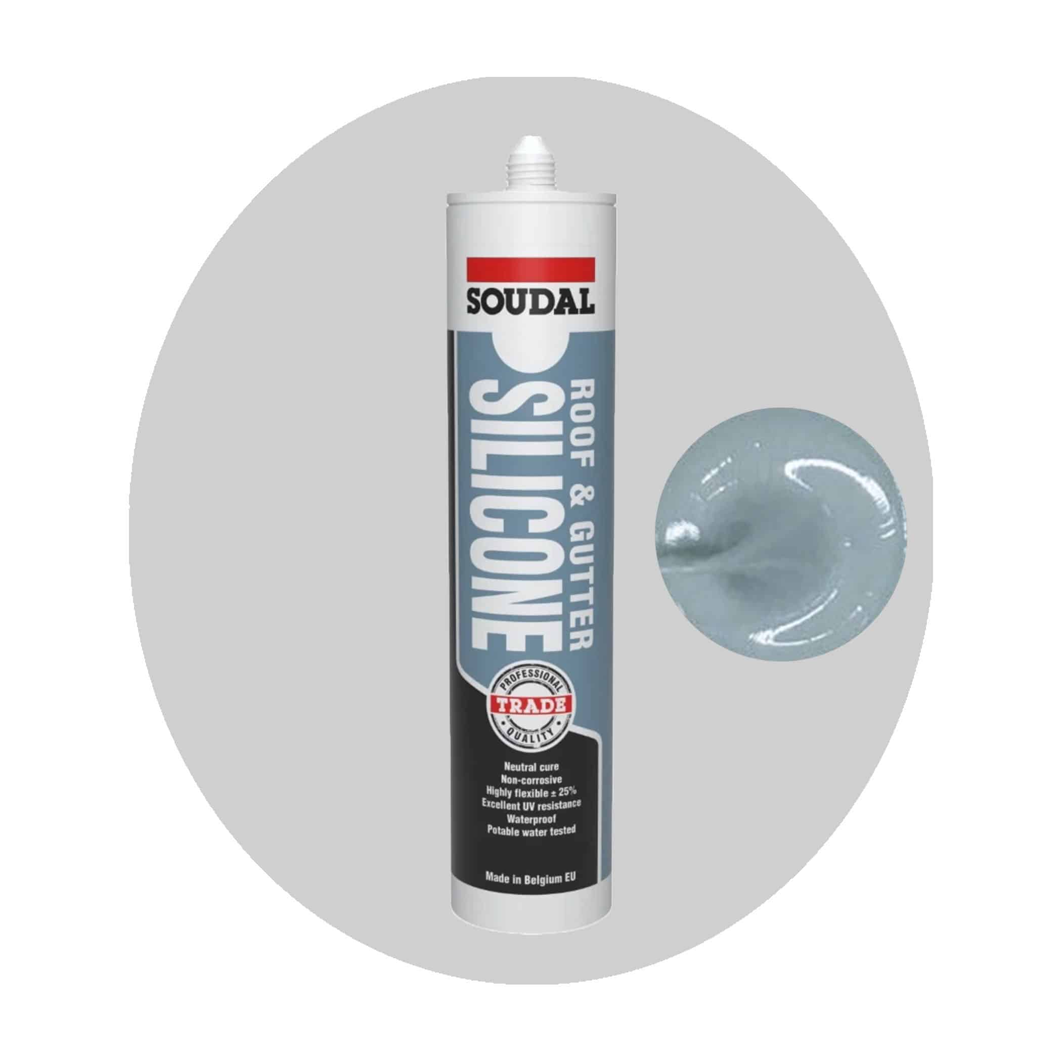 Soudal Roof and Gutter Silicone - Grey 290ml Cartridge Single Item Variation Image