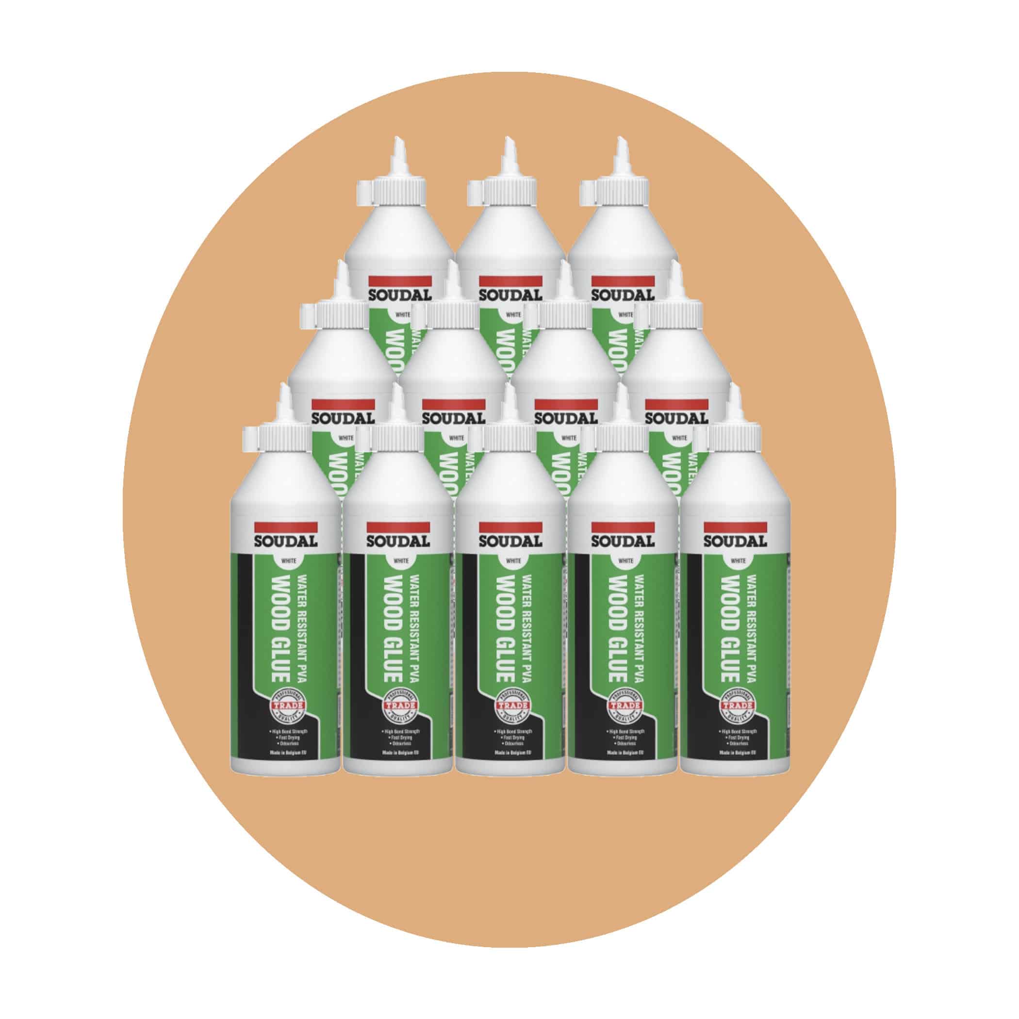 Soudal Water Resistant PVA Wood Glue - 500ml 12 Pack Variation Image