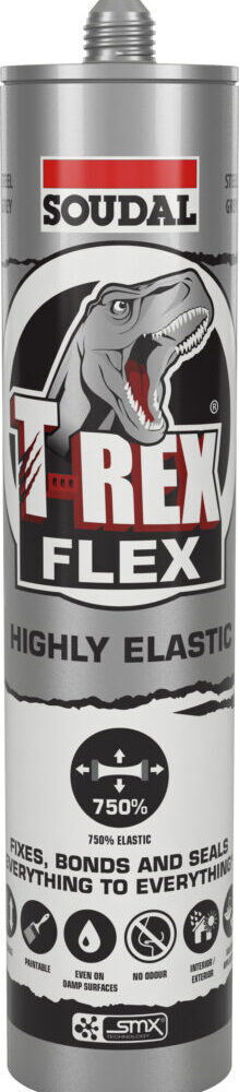 Soudal T Rex Flex Sealant Adhesive - Steel Grey, Box of 12