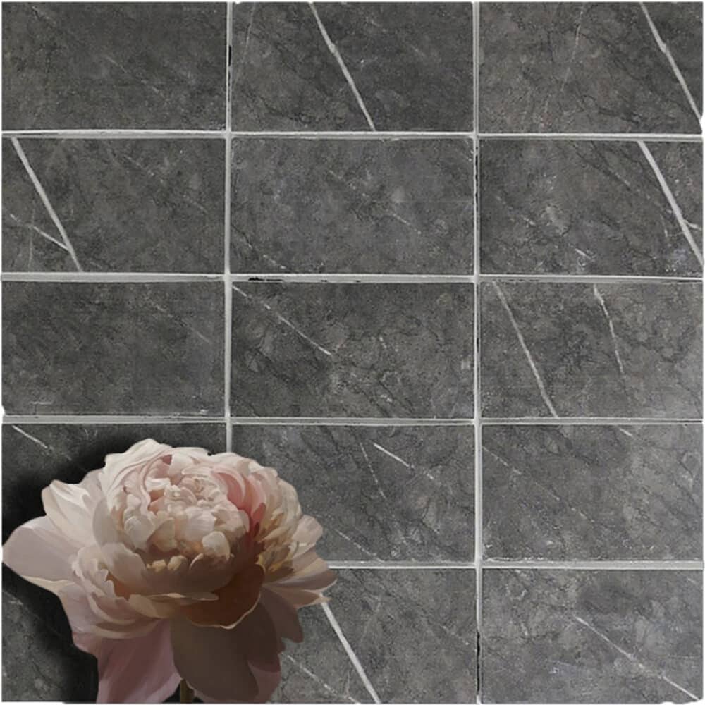 Travertino Carbone Recycled Glass Subway Tile - Product Image