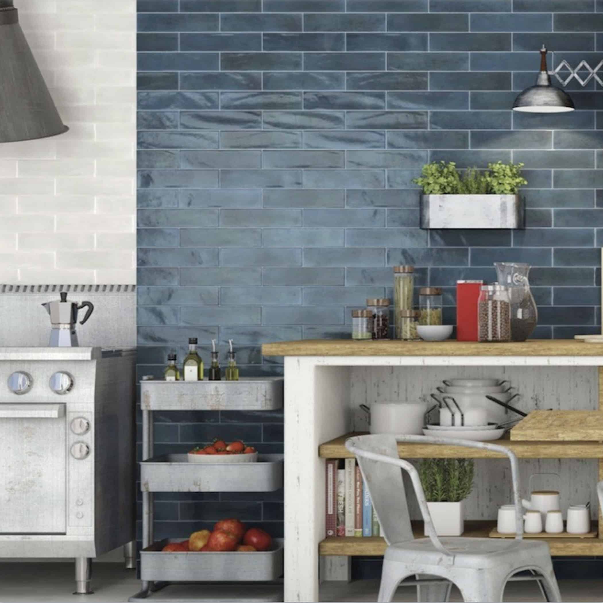 Elegancia Aqua Gloss Subway Tile - Gallery Image