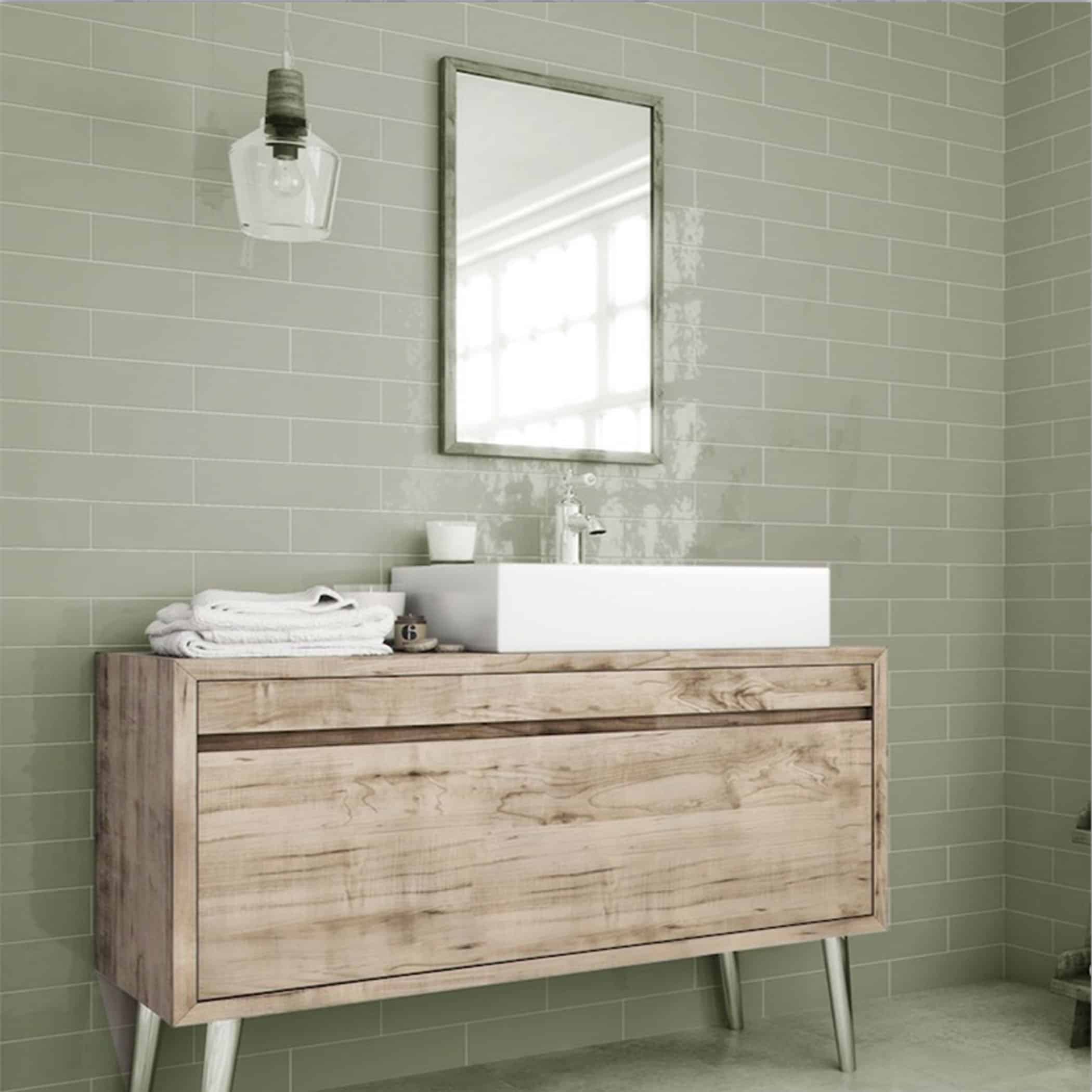 Cascada Verde Gloss Subway Tile - Gallery Image