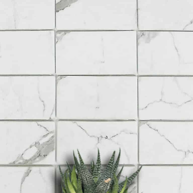 Travertino Calacatta Recycled Glass Subway Tile