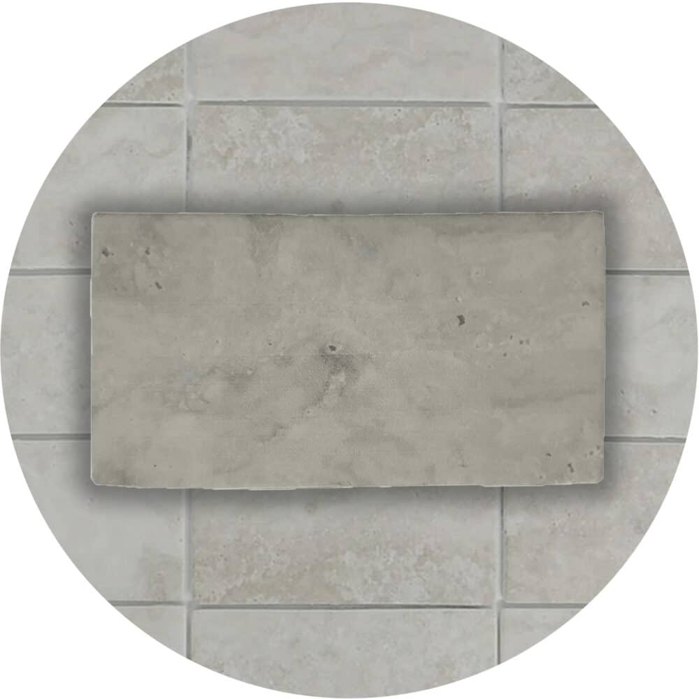 Travertino Beige Recycled Glass Subway Tile - Google Ads Image