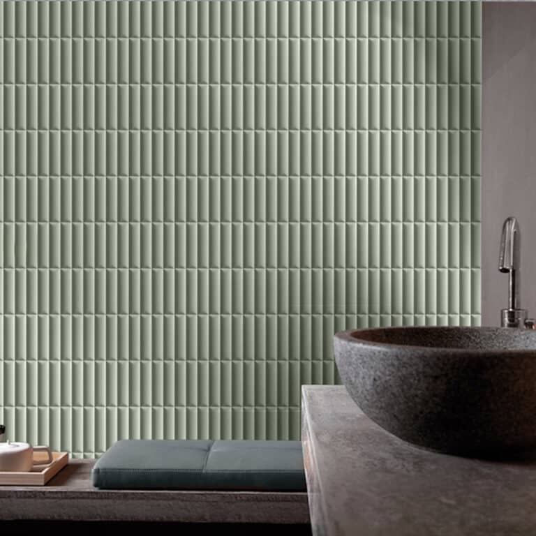 Convexo Verde Satin Subway Tile