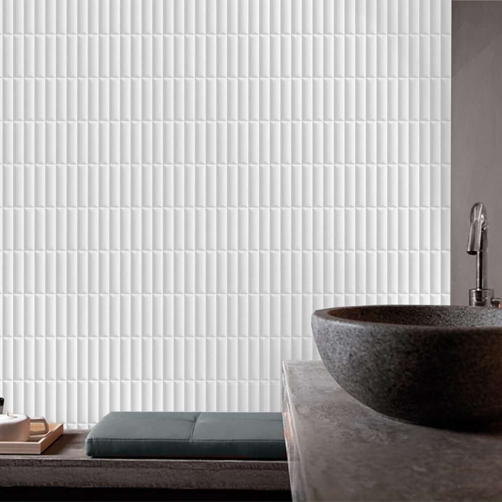 Convexo Bianco Satin Subway Tile - Gallery Image