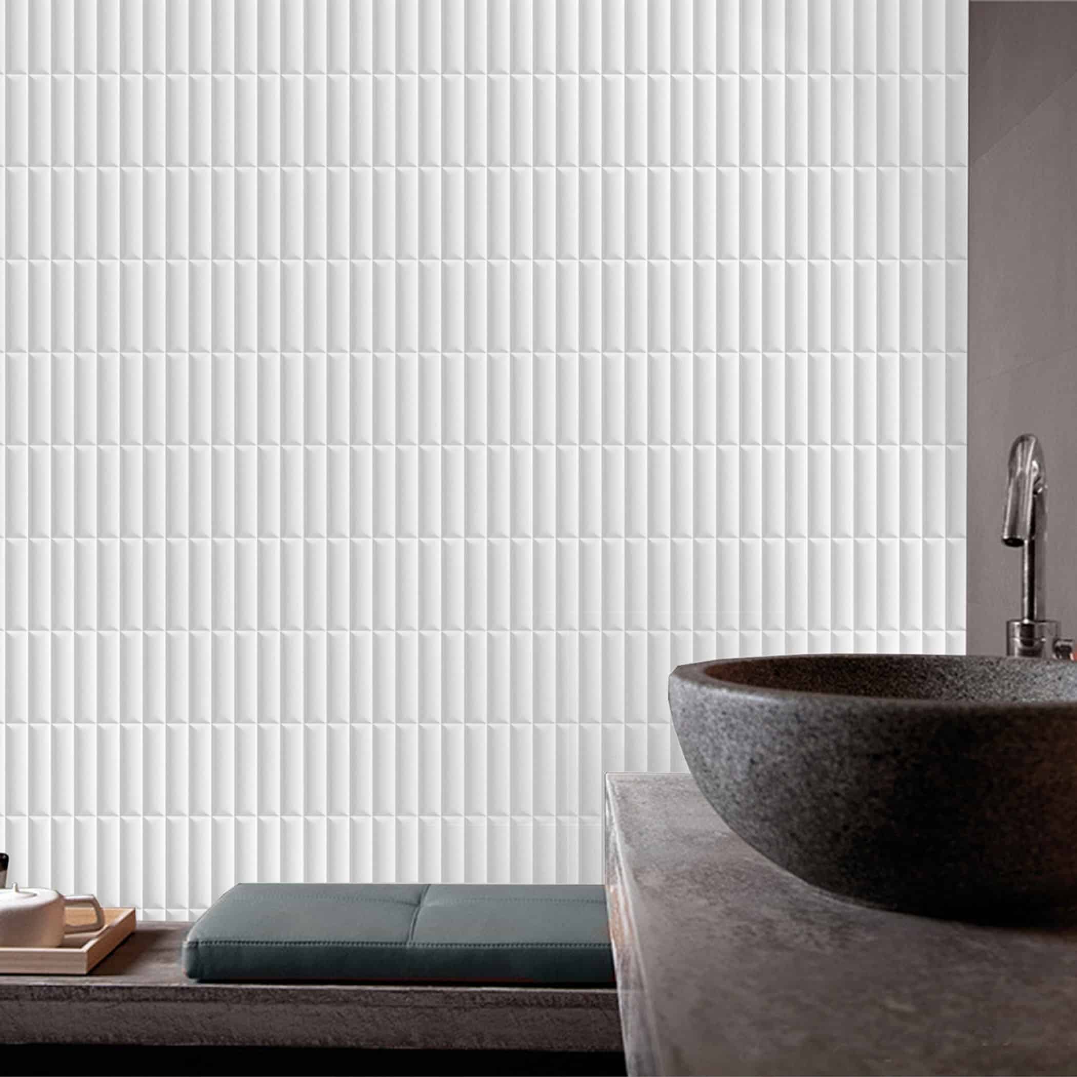 Convexo Bianco Satin Subway Tile - Gallery Image