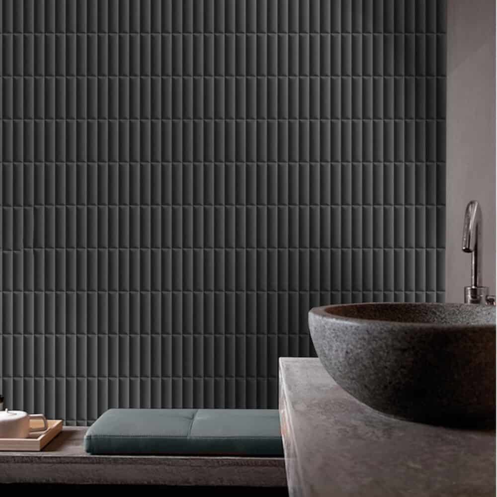 Convexo Carbone Satin Subway Tile - Gallery Image
