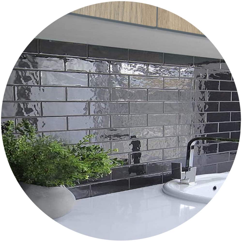 Marbled Black Gloss Subway Tile - Product Image