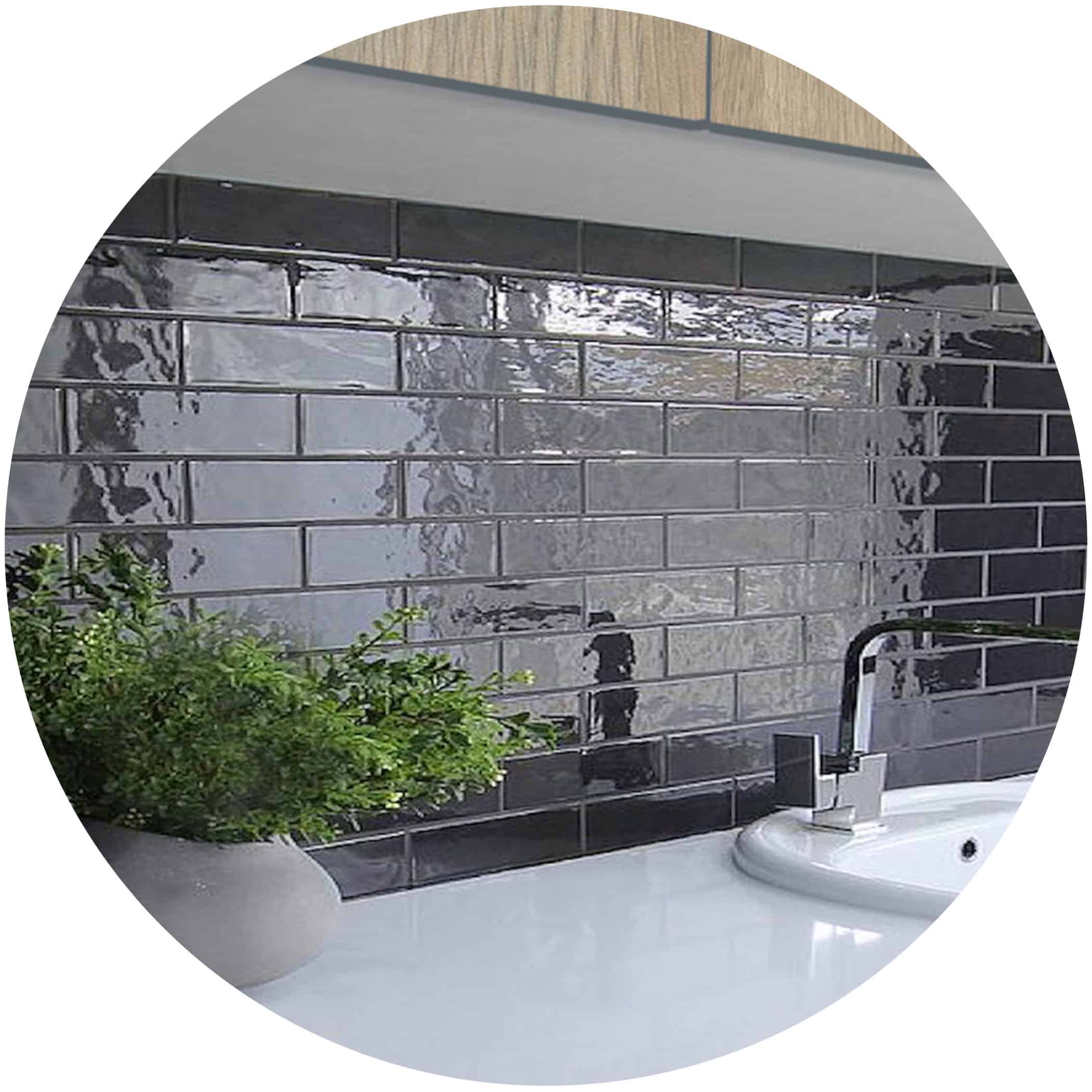 Marbled Black Gloss Subway Tile - Product Image