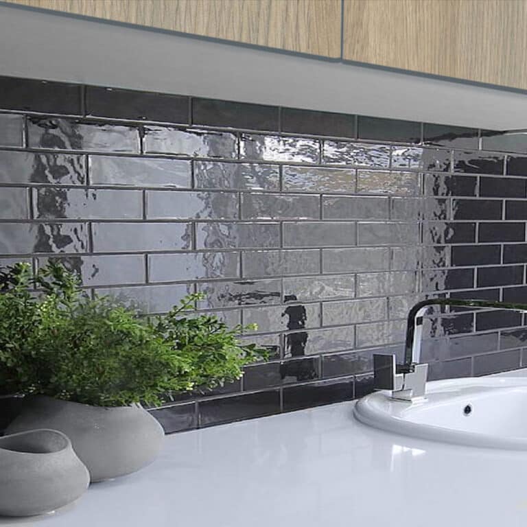 Marbled Black Gloss Subway Tile