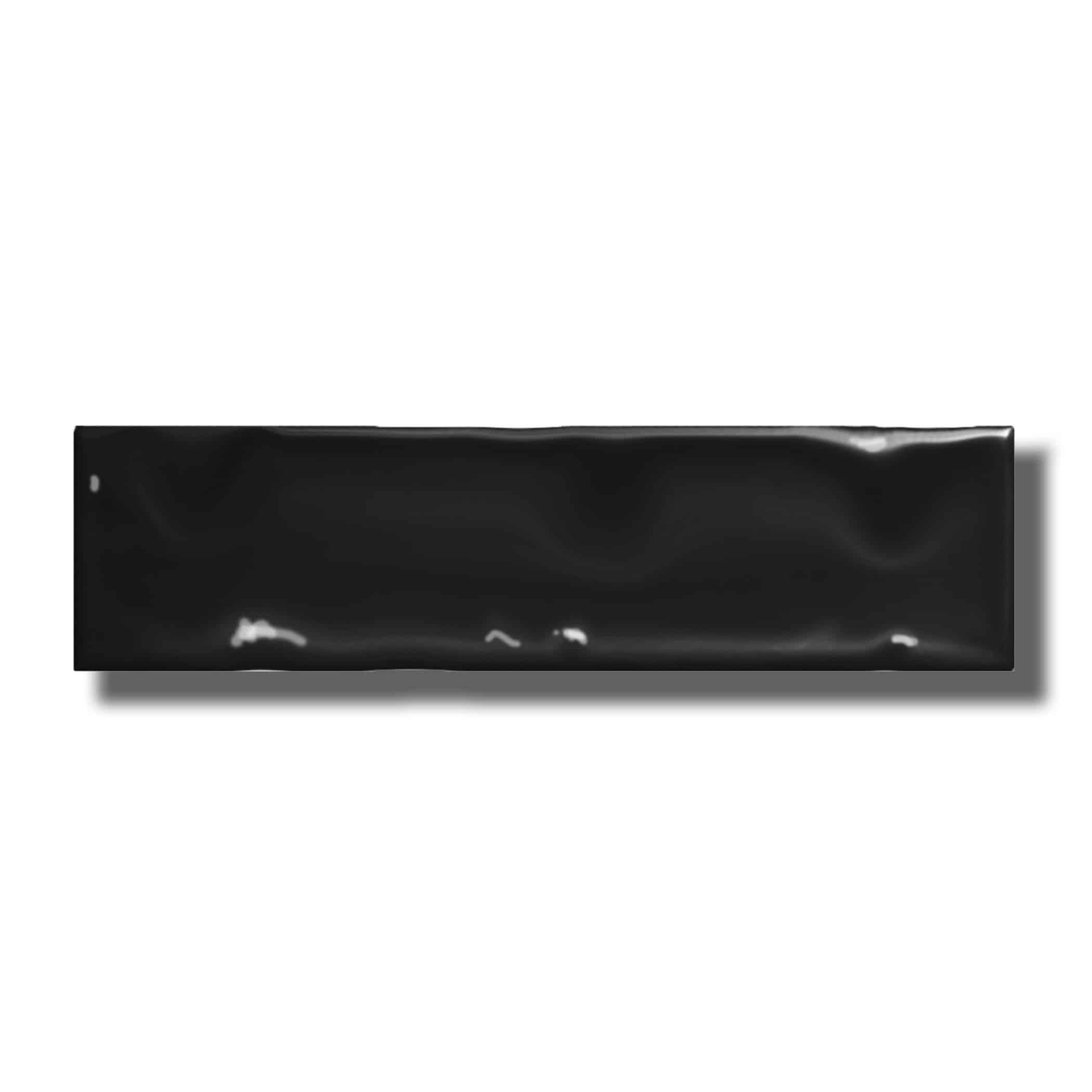 Marbled Black Gloss Subway Tile - Gallery Image