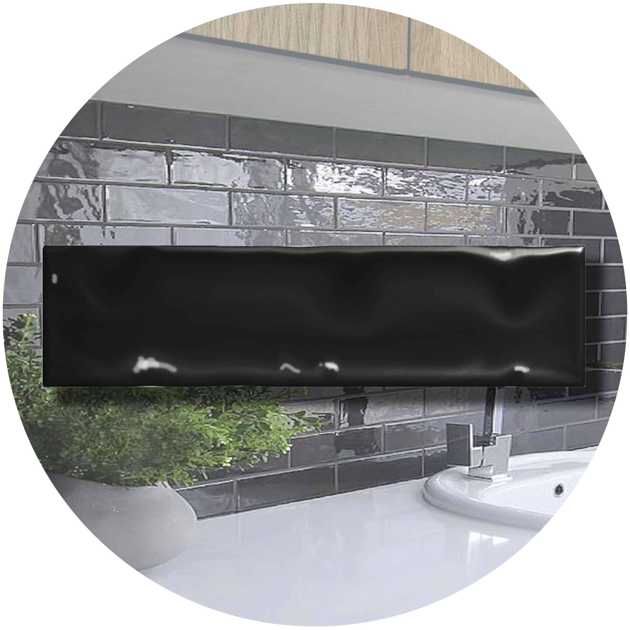 Marbled Black Gloss Subway Tile - Gallery Image