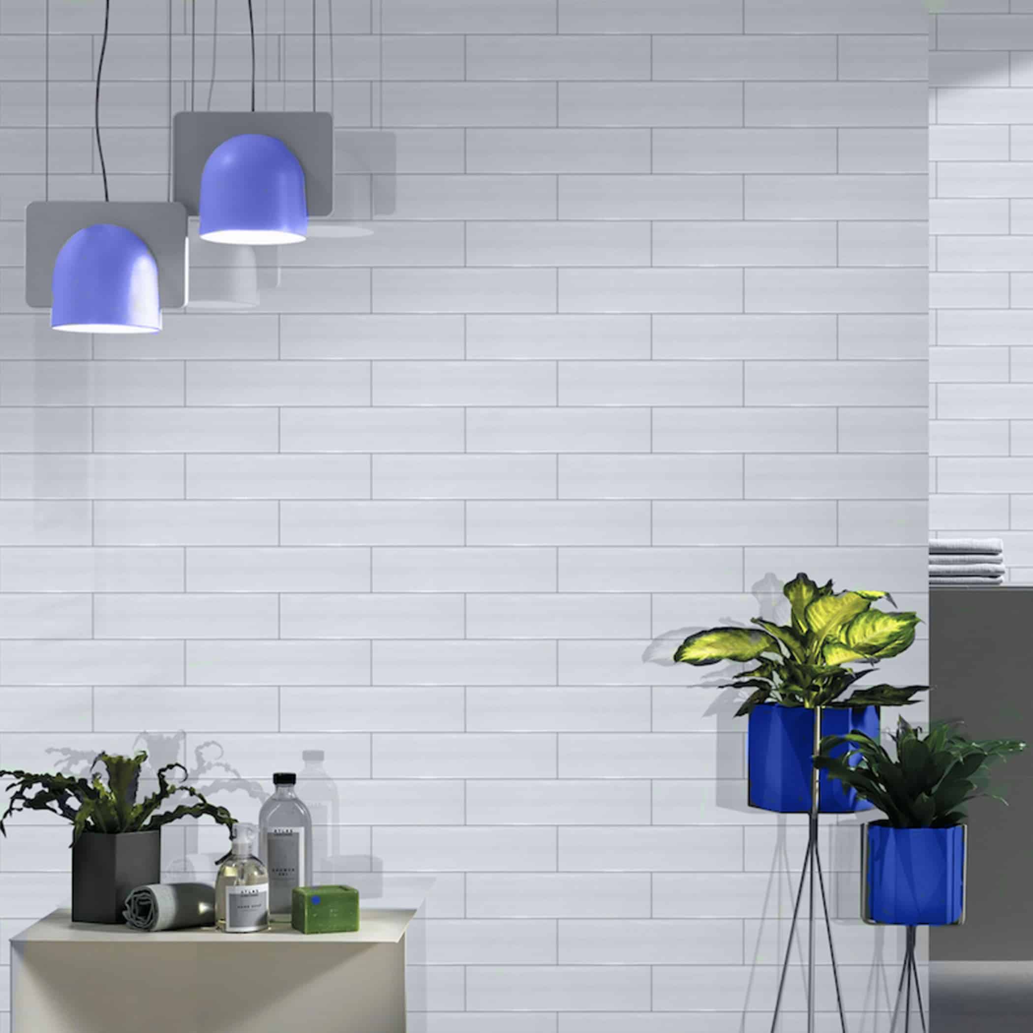 Marbled Blue Gloss Subway Tile - Gallery Image