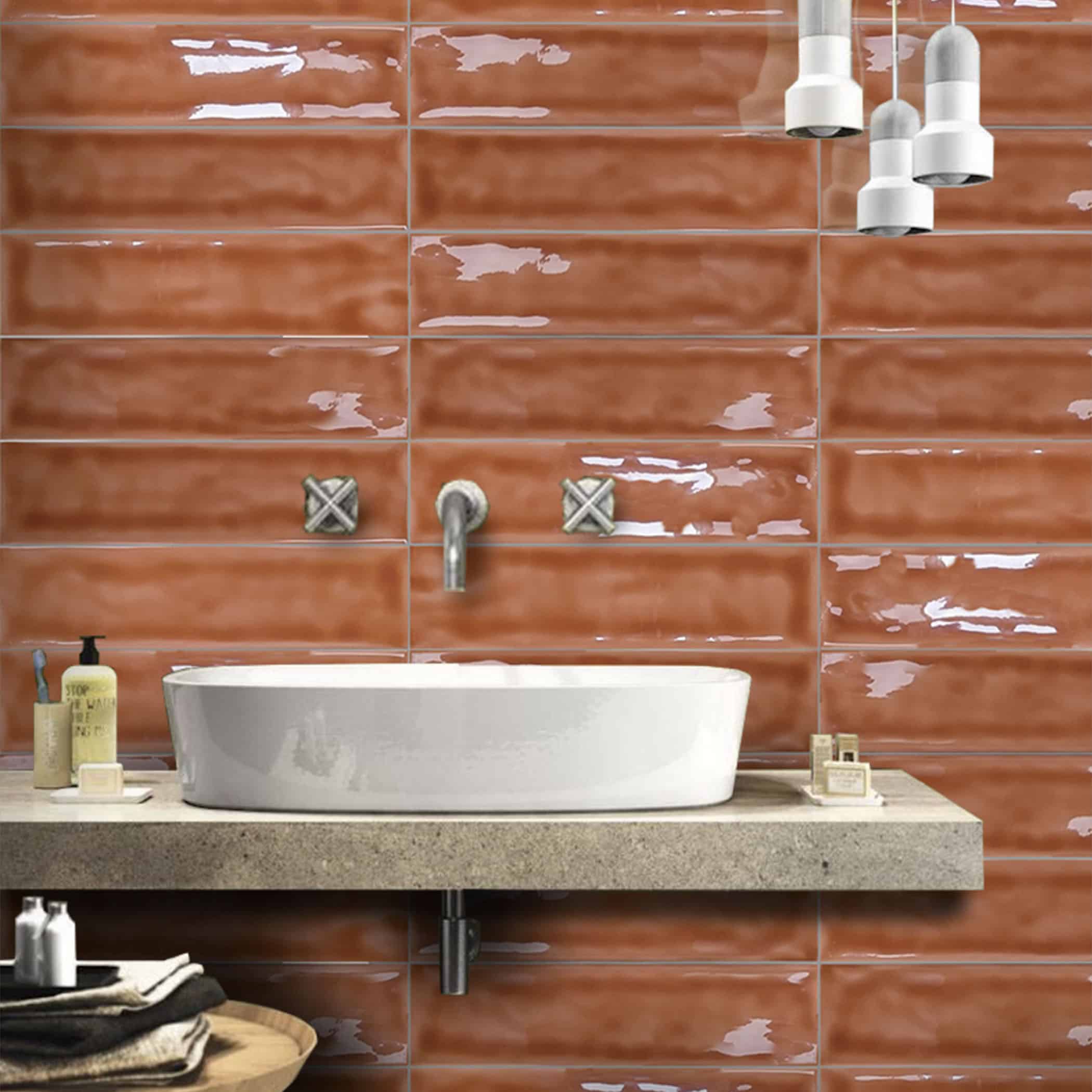 Marbled Terra Gloss Subway Tile - Gallery Image