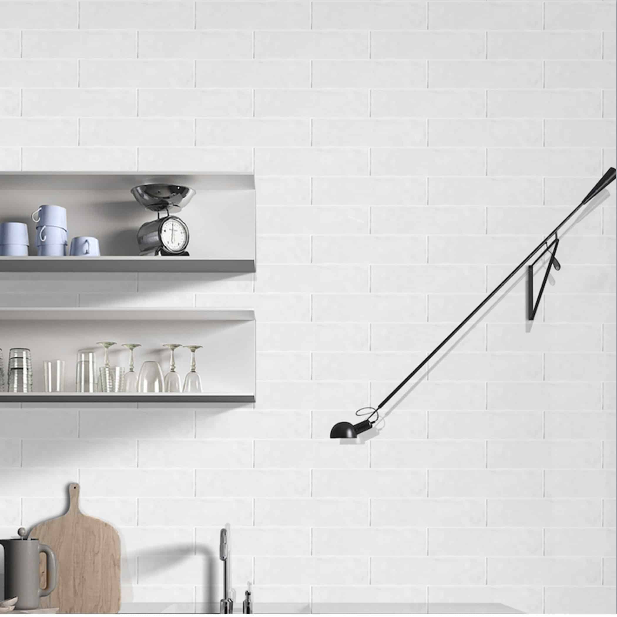 Marbled White Gloss Subway Tile - Gallery Image