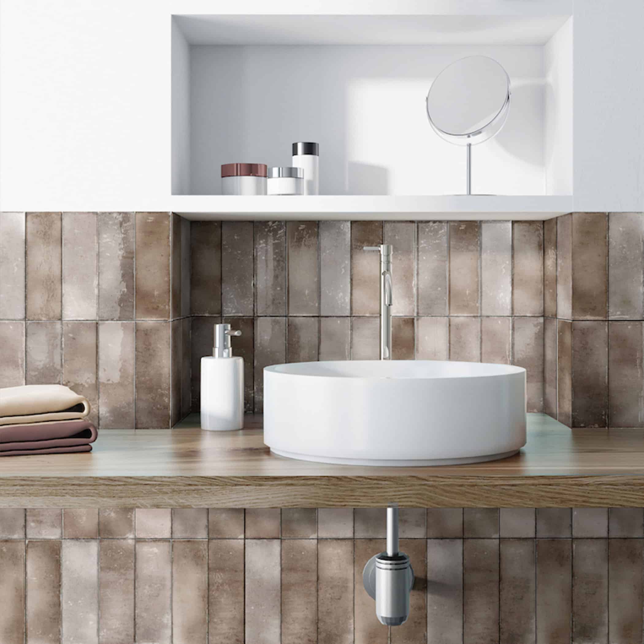 Potenza Terra Gloss Subway Tile - Gallery Image
