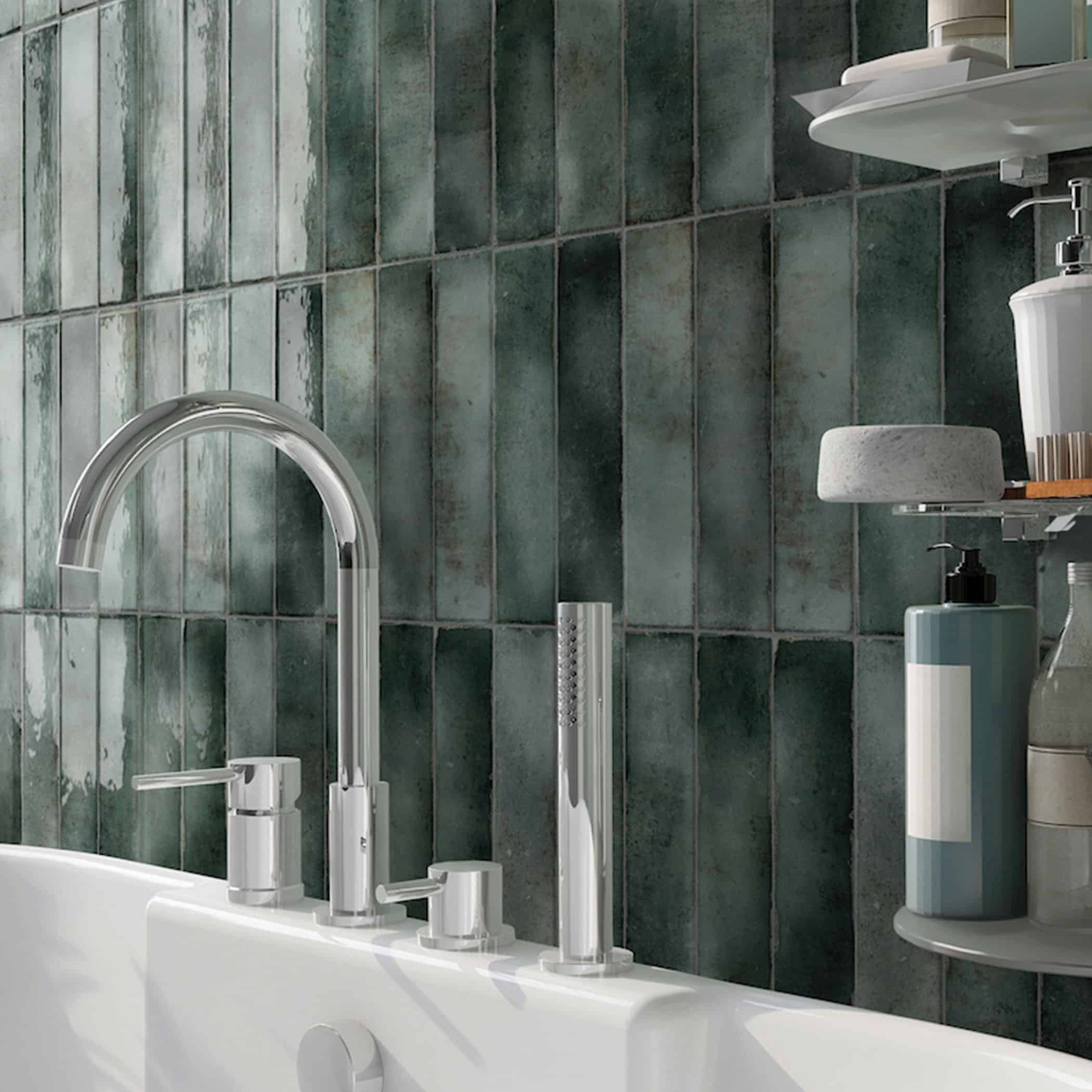 Potenza Rainforest Gloss Subway Tile - Gallery Image