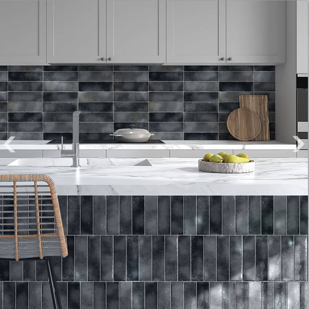 Potenza Charcoal Gloss Subway Tile - Gallery Image