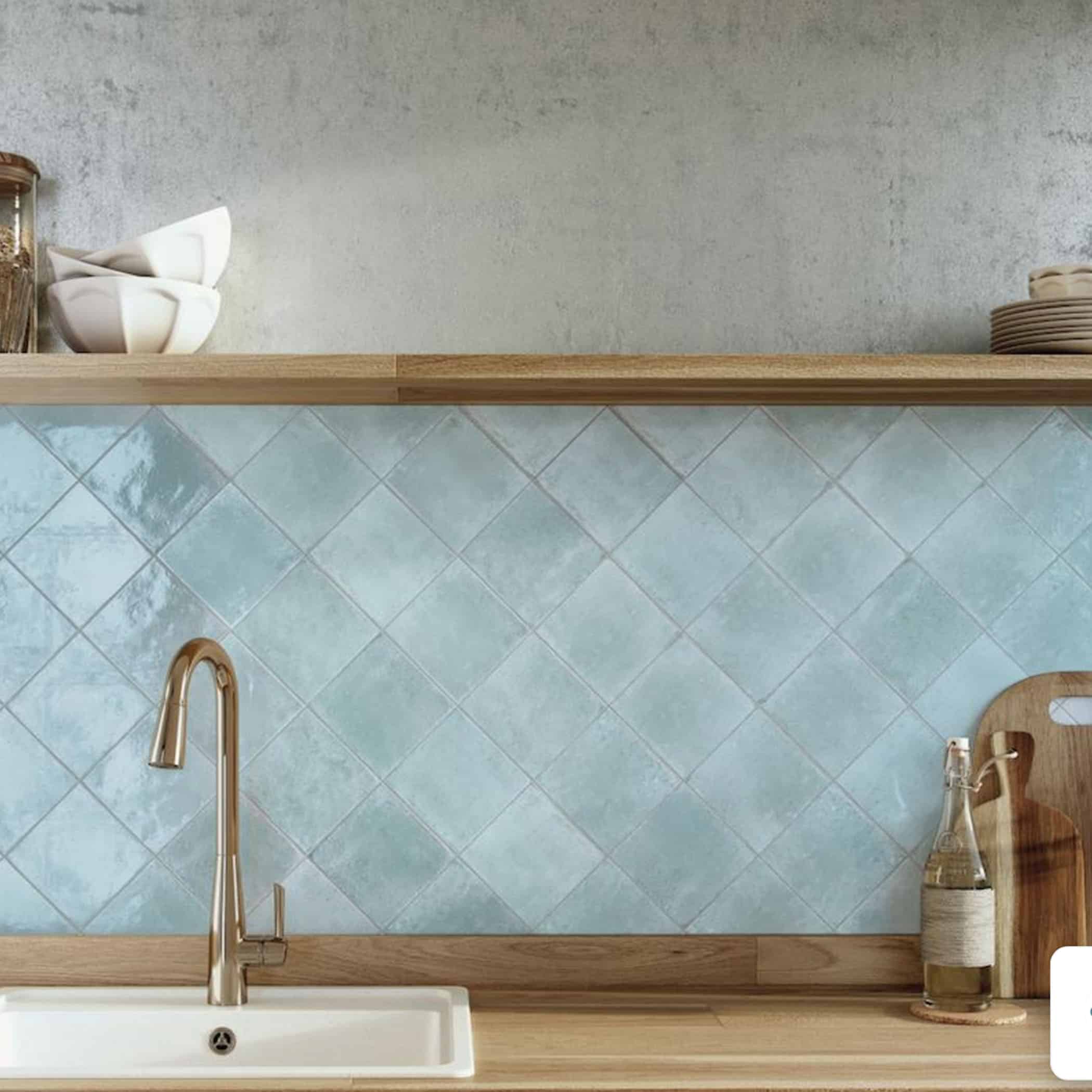 Agadir Agua Gloss Square Tile - Gallery Image