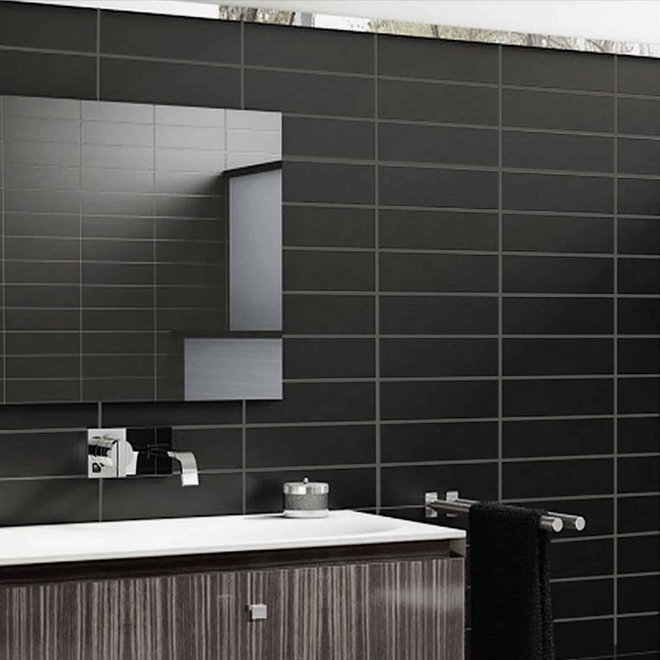 Charcoal Satin Subway Tile - Gallery Image