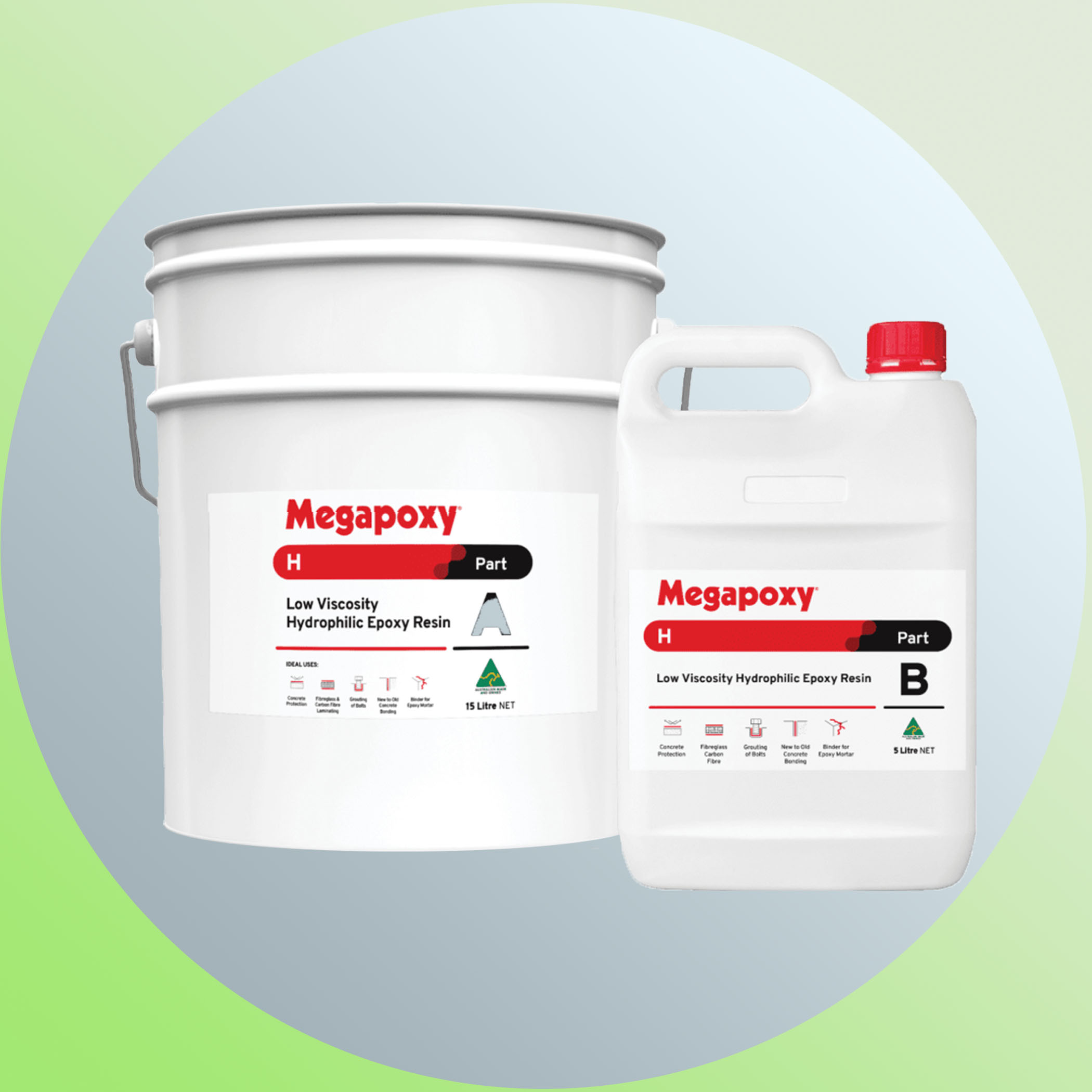 Megapoxy H Low Viscosity Hydrophilic Epoxy Resin - Grey 20 Litre Kit Variation Image