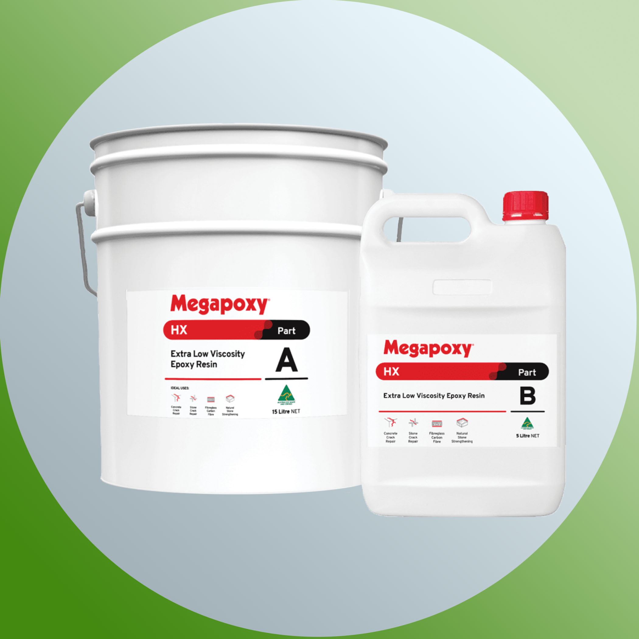 Megapoxy HX Extra Low Viscosity Epoxy Resin - 20 Litre Kit Grey Variation Image