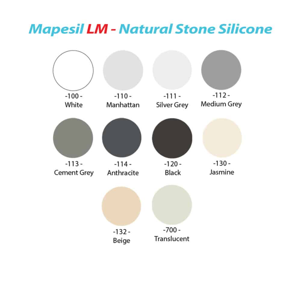 Mapei Mapesil LM Natural Stone Silicone - Colour Chart Gallery Image
