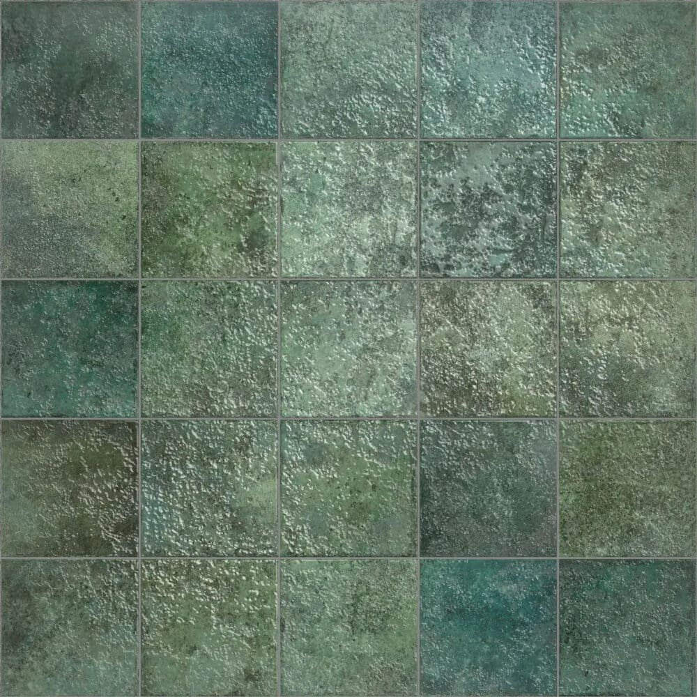 Tahiti Emerald Gloss Square Tile - Gallery Image