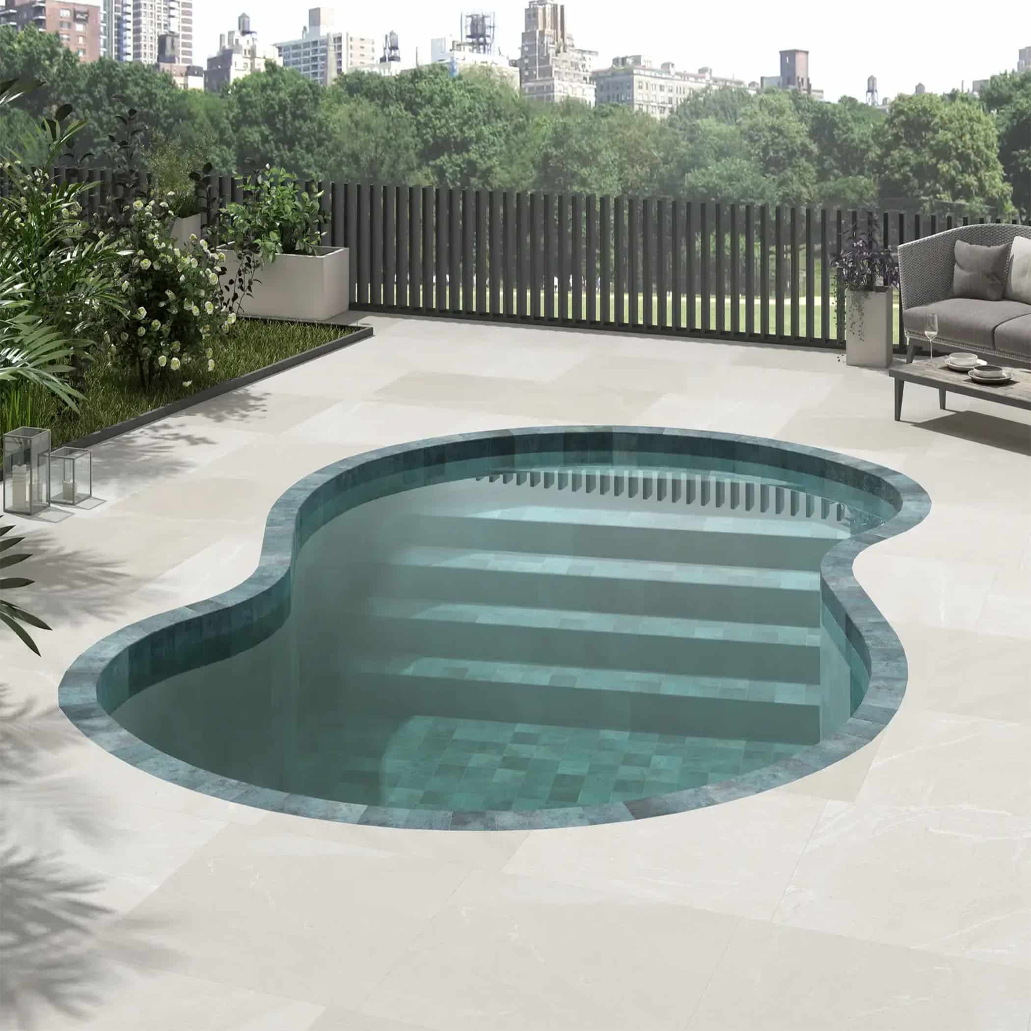 Tahiti Turquoise Anti-Slip Square Tile - Gallery Image