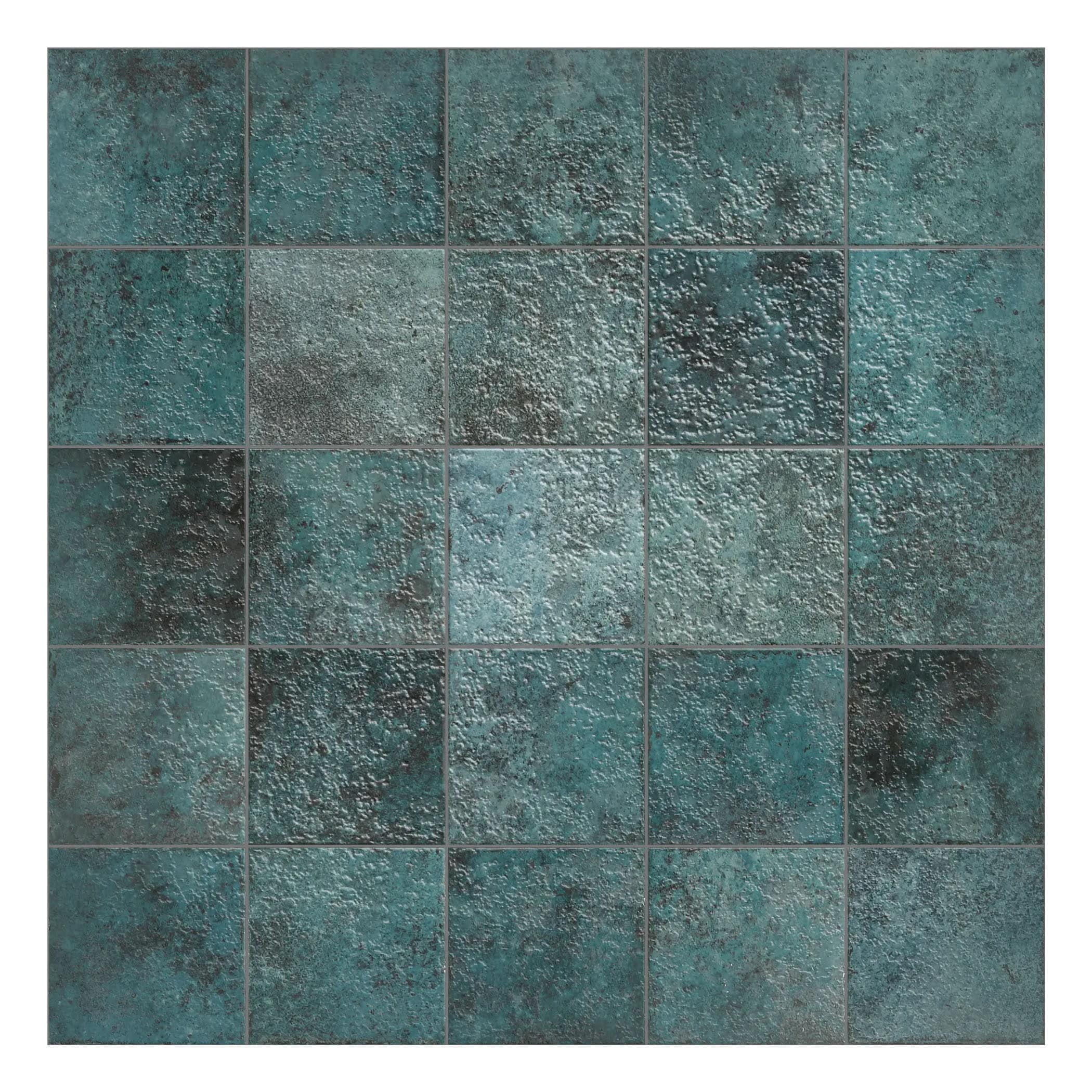 Tahiti Turquoise Gloss Square Tile - Gallery Image