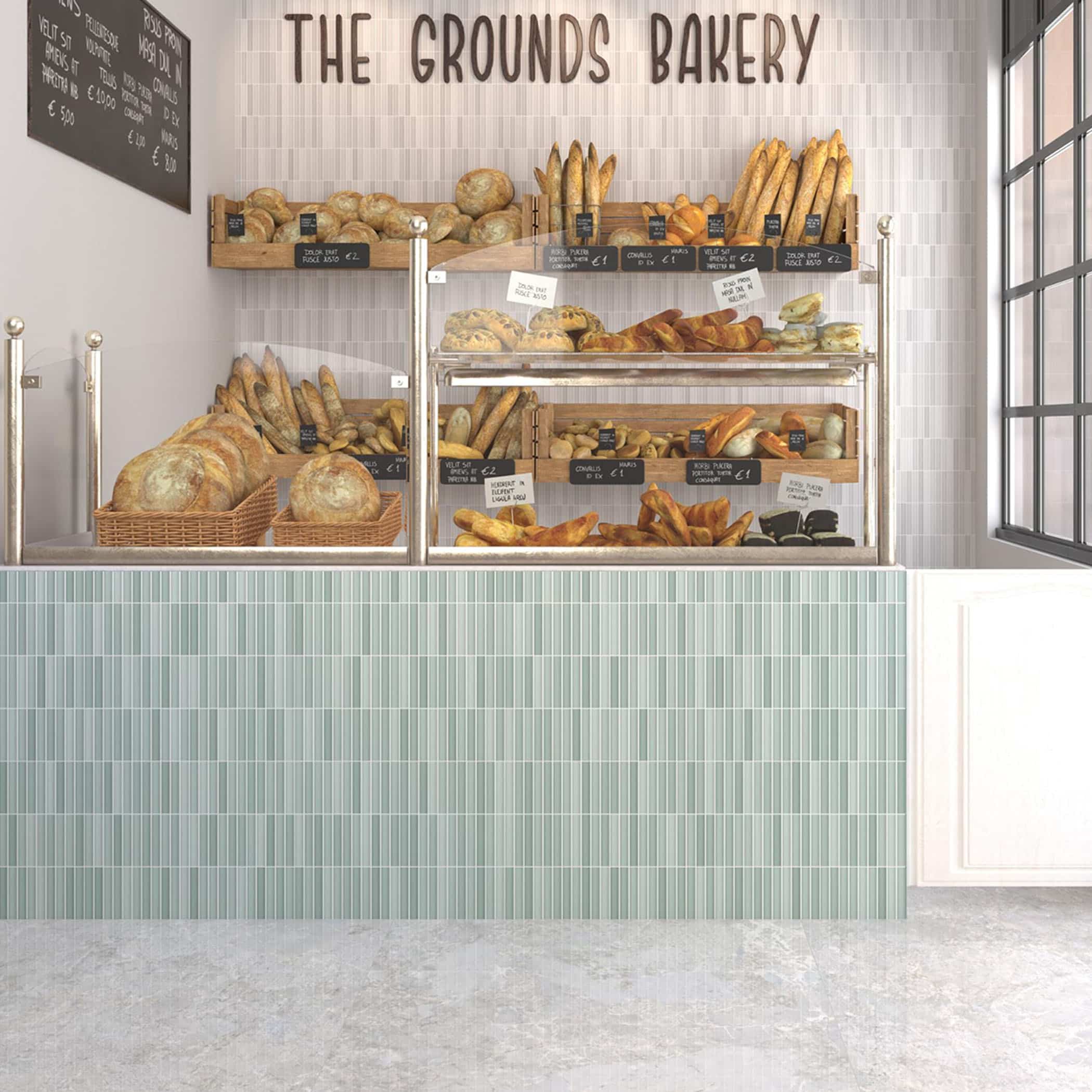 Dune Kit Kat Mosaic Tile in Anise Green Matt Finish - Gallery Image