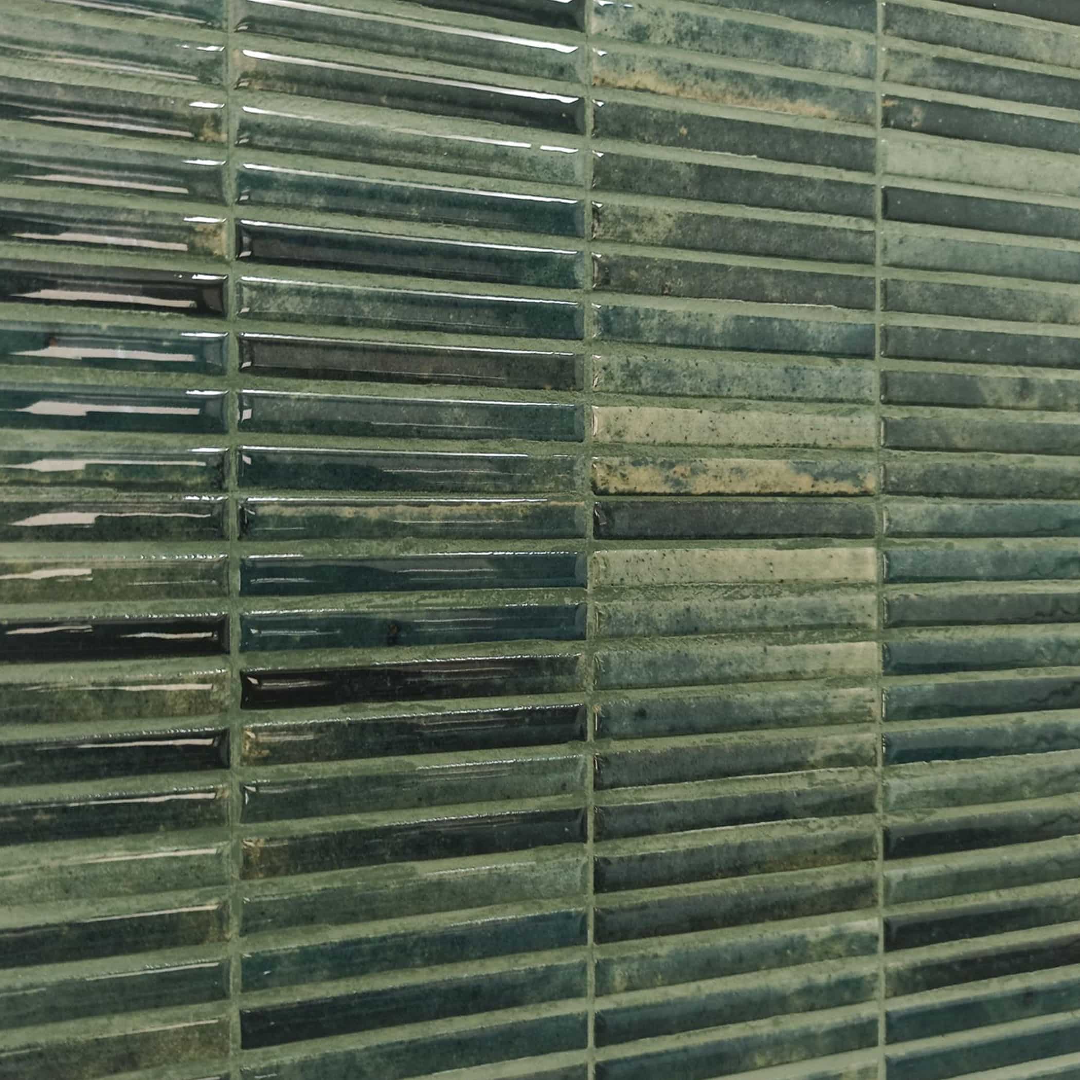 Dune Kit Kat Mosaic Tile in Grass Gloss Finish - Gallery Image