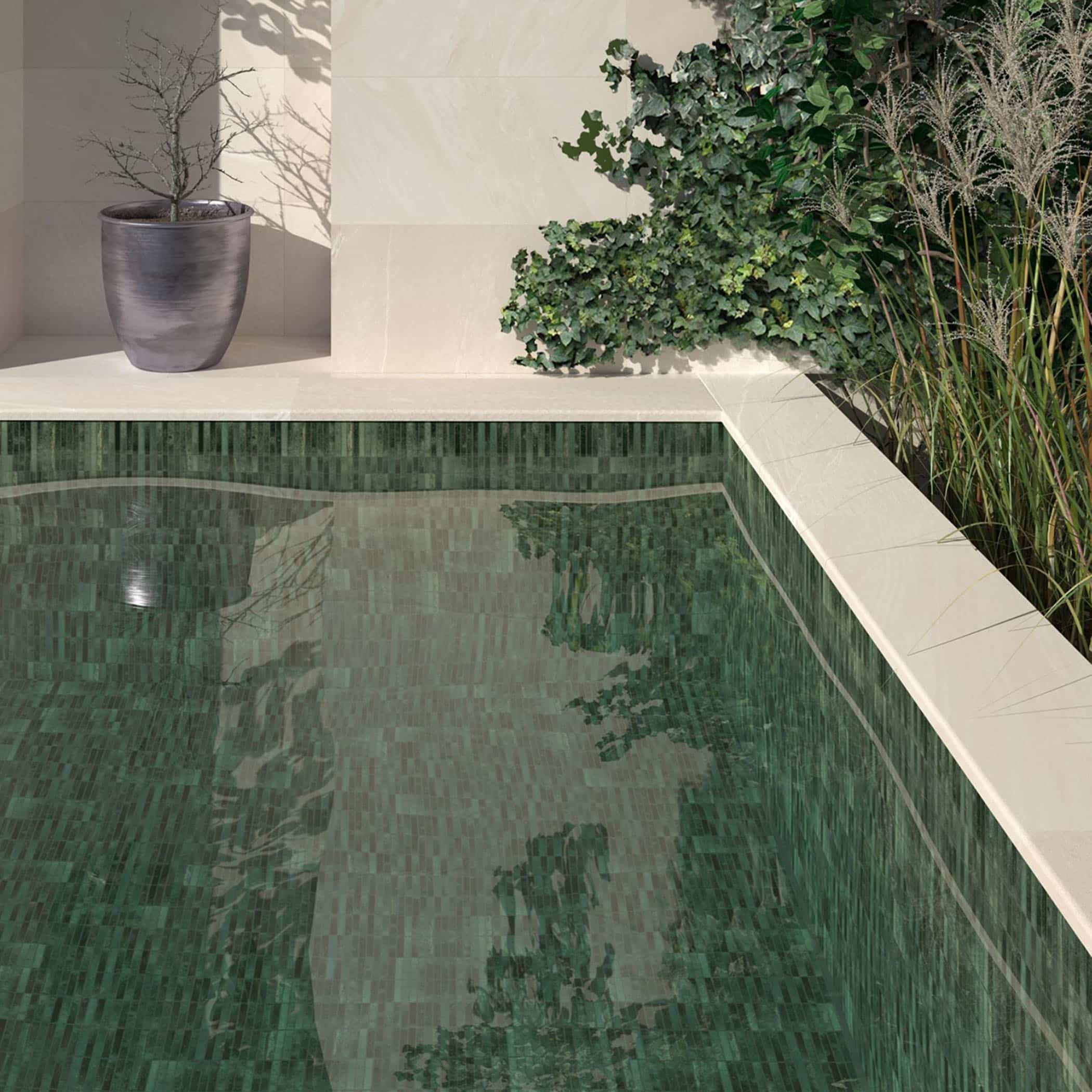 Dune Kit Kat Mosaic Tile in Grass Gloss Finish - Gallery Image