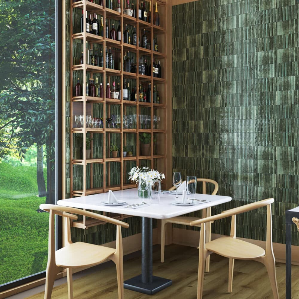 Dune Kit Kat Mosaic Tile in Grass Gloss Finish - Gallery Image